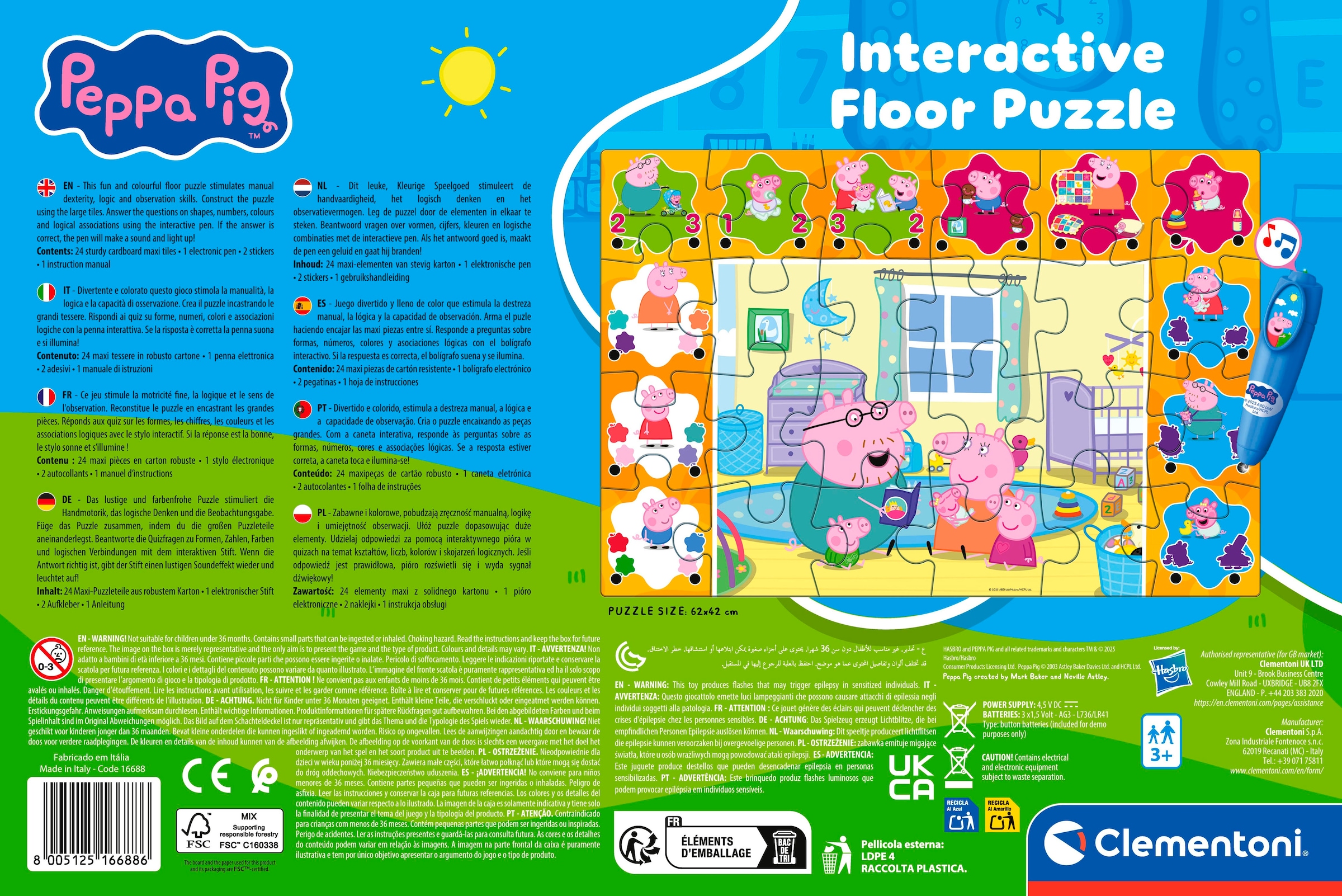 Clementoni® Puzzle »Quiz-Bodenpuzzle - Peppa Pig« Made in Europe