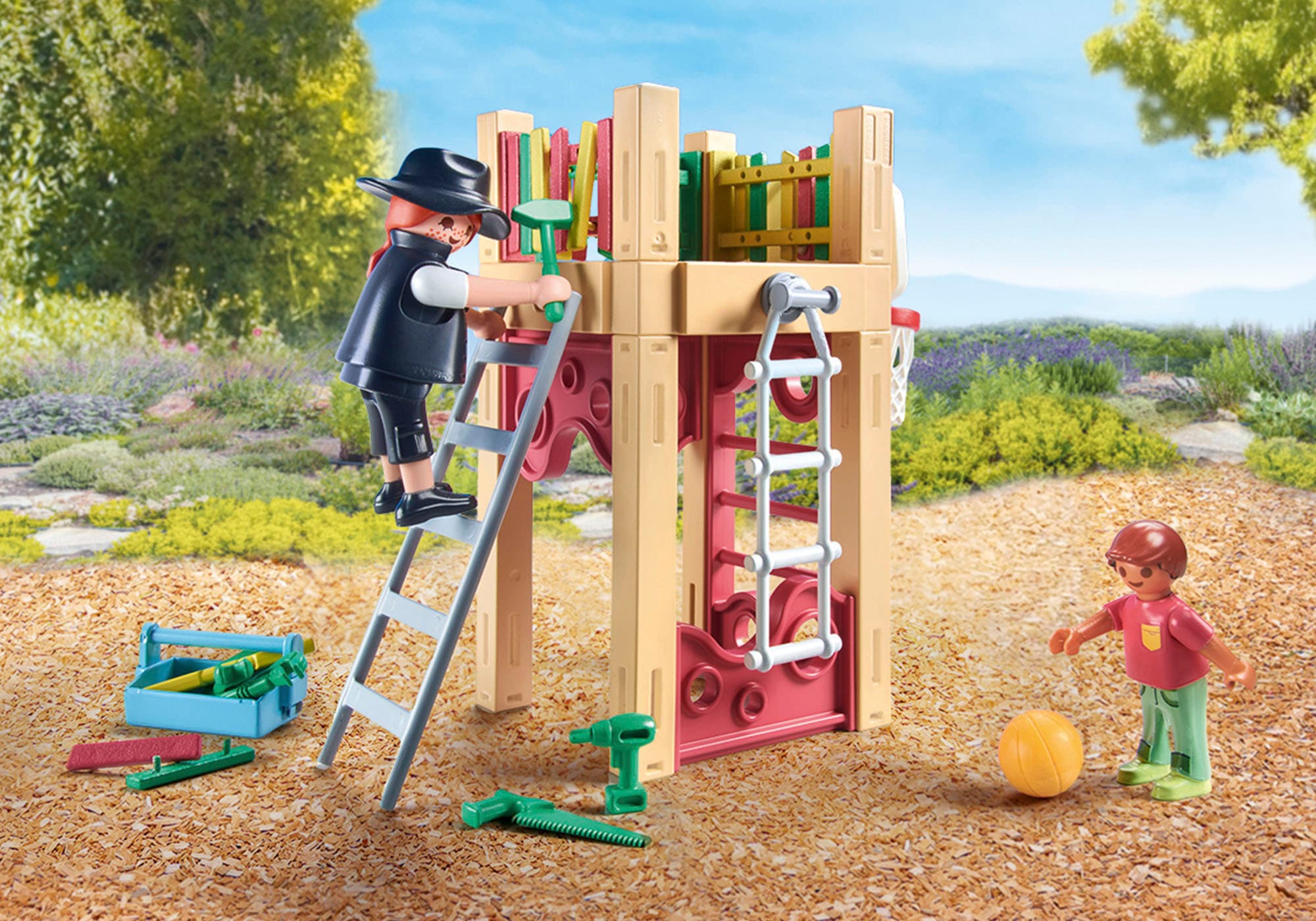 Playmobil® Konstruktions-Spielset »Zimmerin on tour (71475), My City Life«, (58 St.), Spielturm, teilweise aus recyceltem Material; Made in Europe