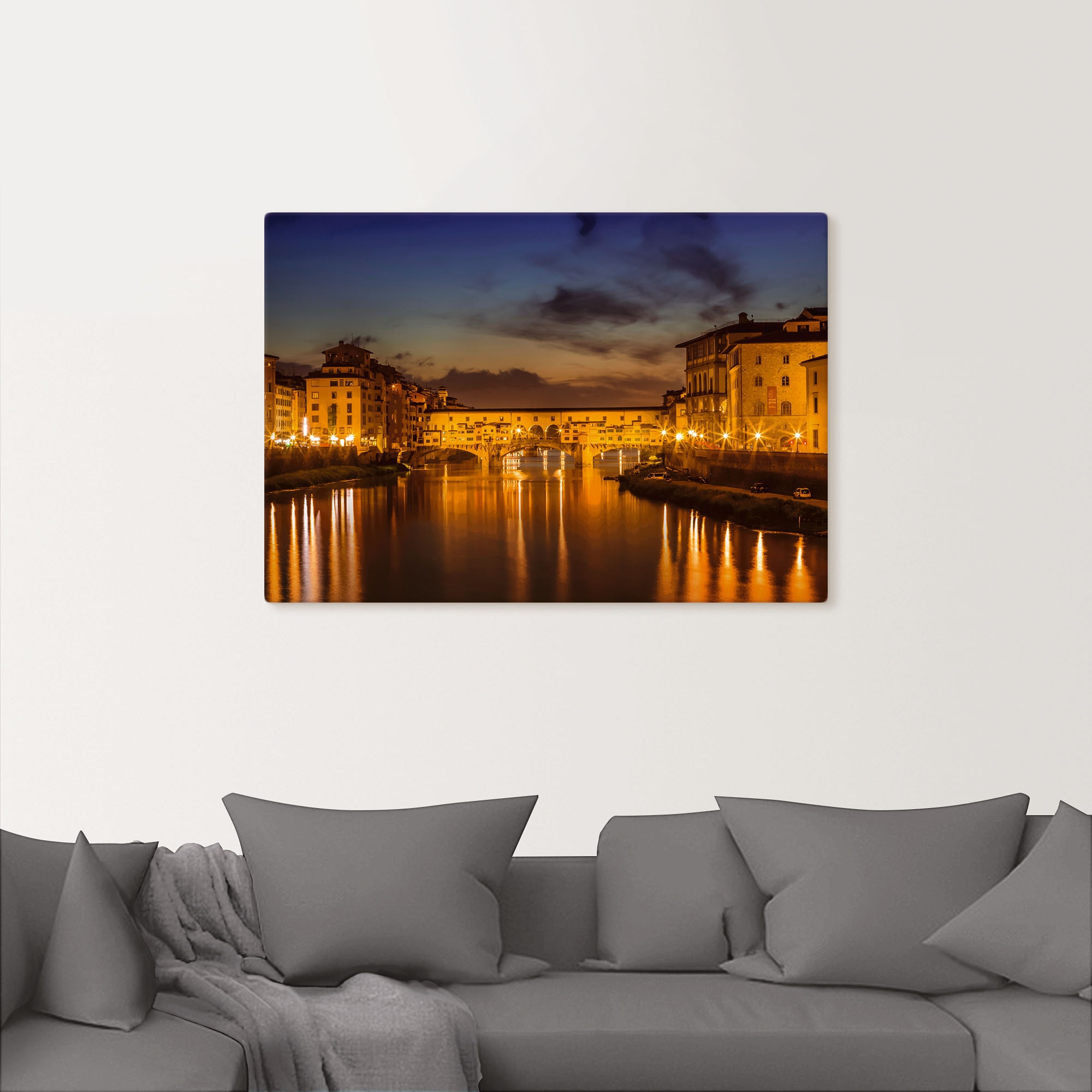 Artland Wandbild »FLORENZ Ponte Vecchio am Abend«, Florenz, (1 St.), als Alubild, Outdoorbild, Leinwandbild in verschied. Größen