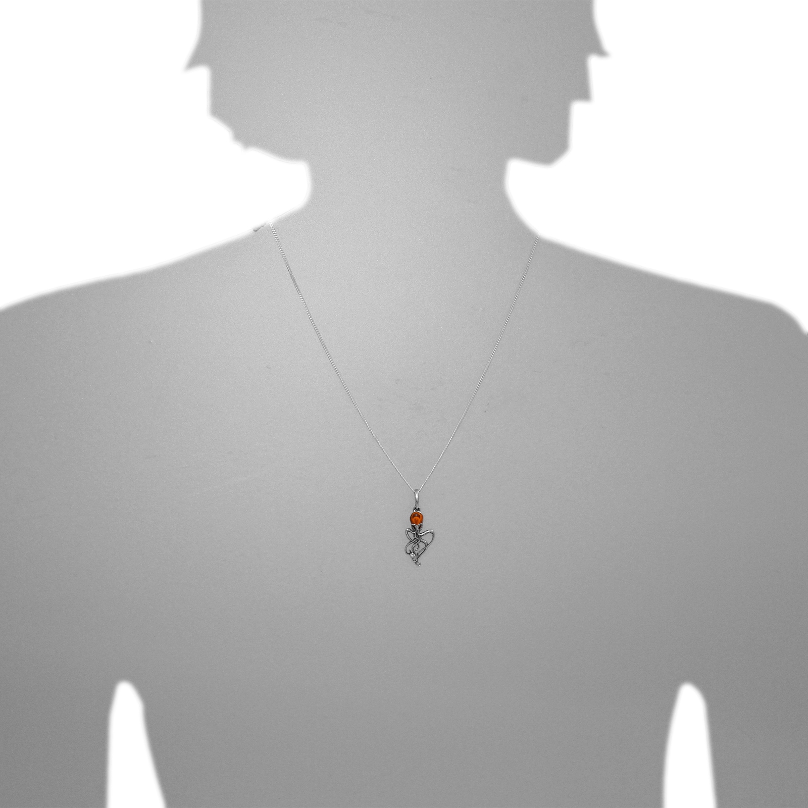 OSTSEE-SCHMUCK Kette mit Anhänger »- Tintenfisch - Silber 925/000 - Bernstein&Schmuckstein«