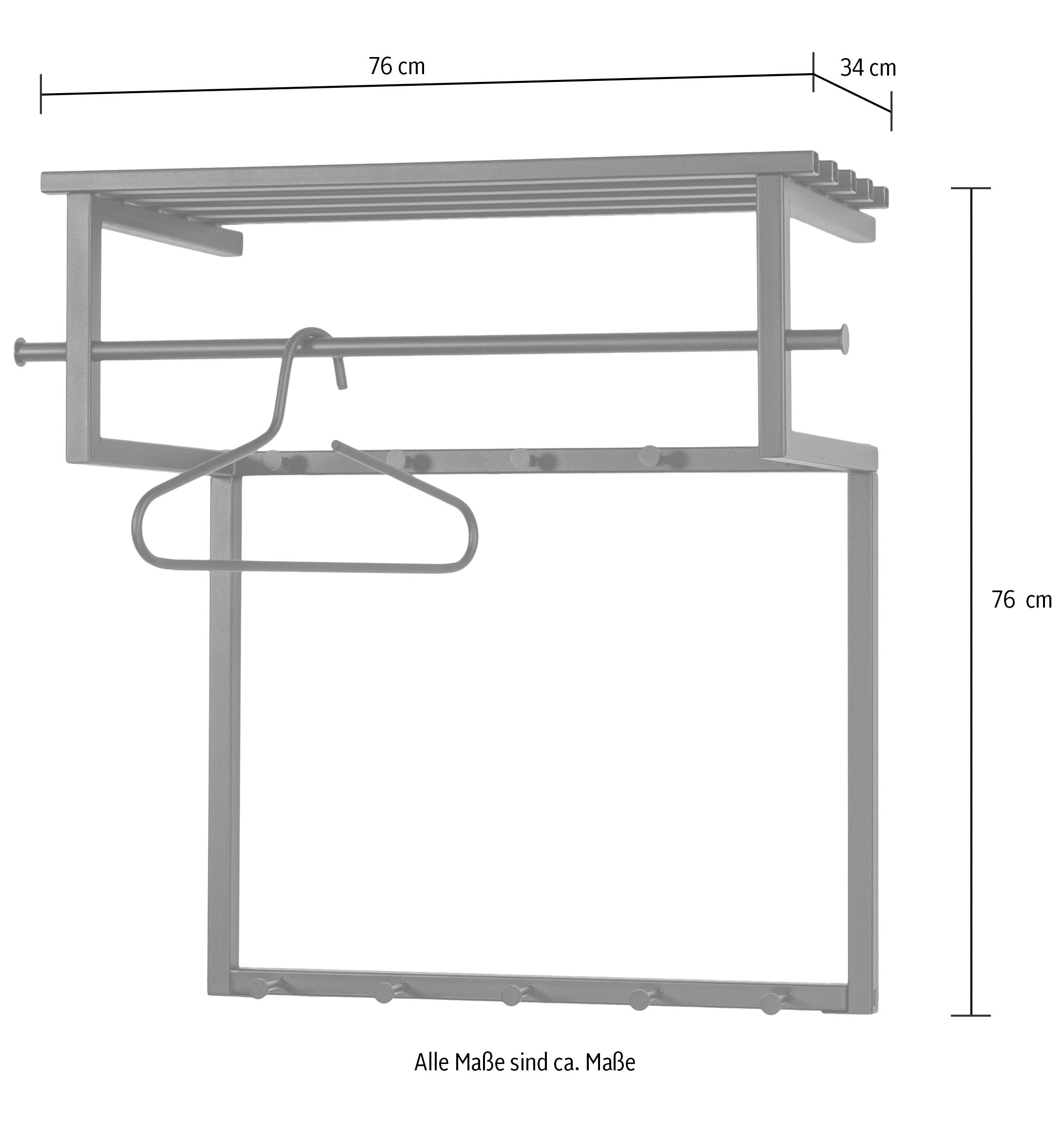 Spinder Design Garderobenleiste, Metall, Familien-Garderobe, 10 Haken, 34 cm tief, trendige Farbe