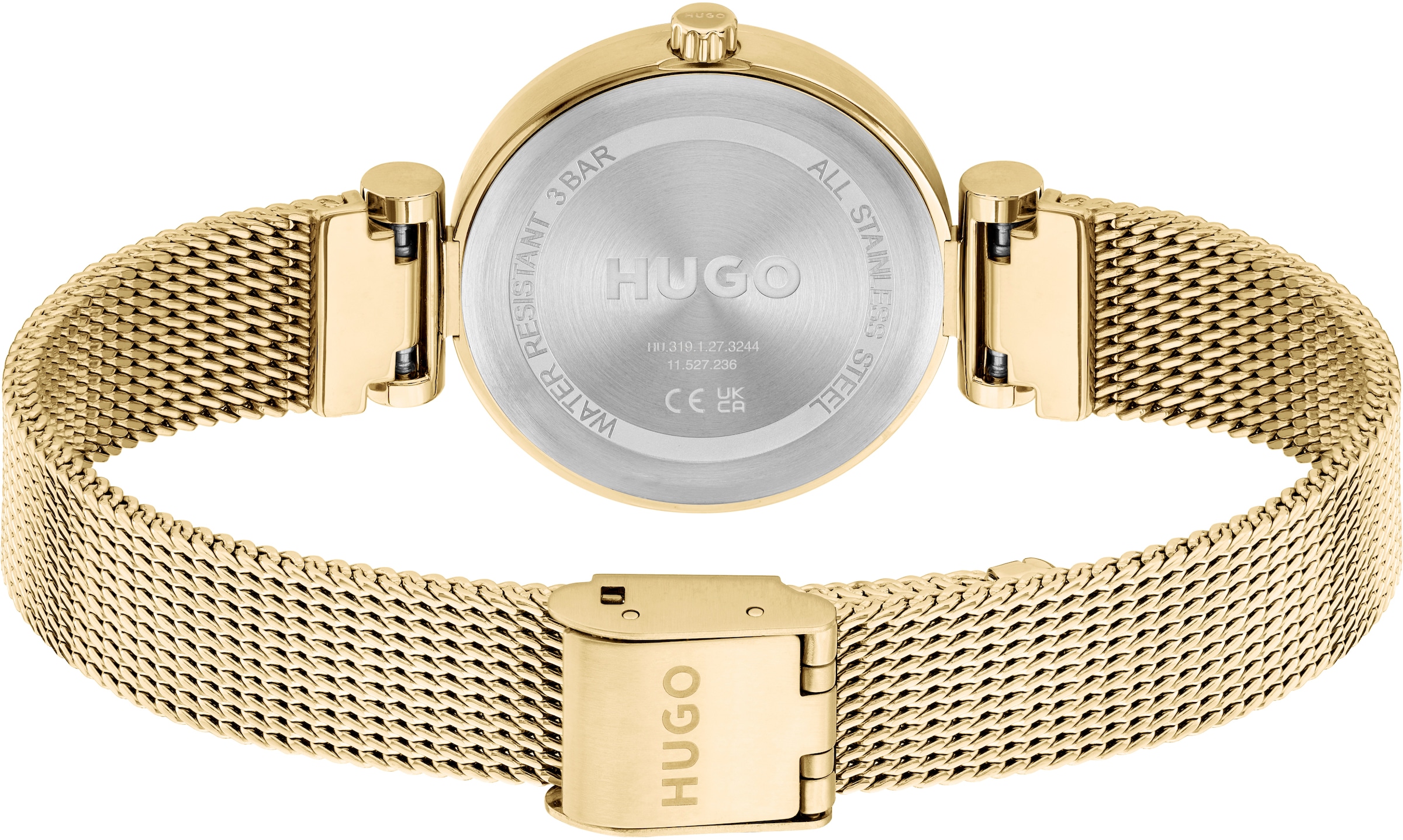 HUGO Quarzuhr »#SWEET«, Armbanduhr, Damenuhr, Mineralglas, Edelstahlarmband