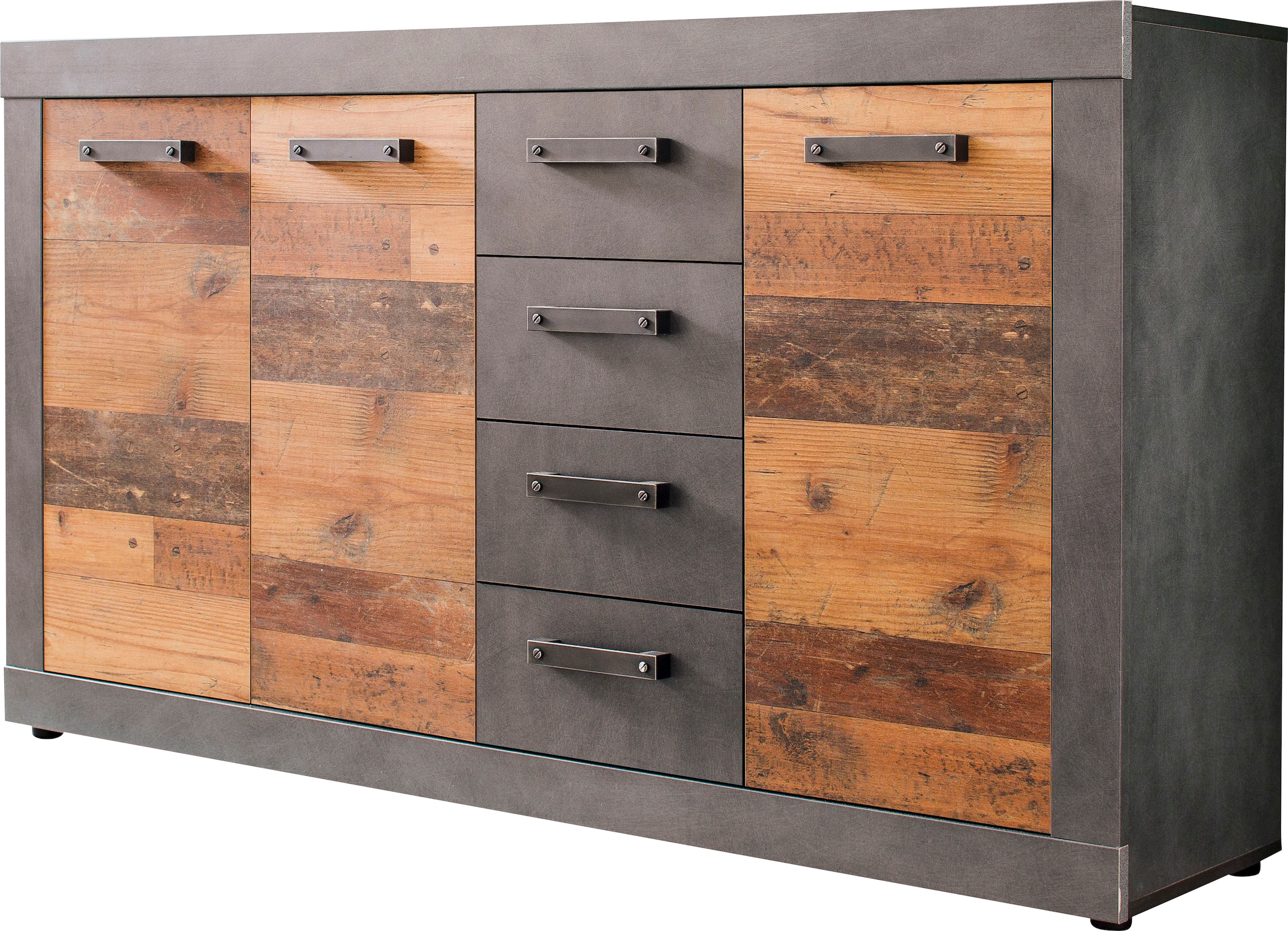 Home affaire Kommode »Ilana« Kommode mit 3 Türen & 4 Schubladen - (B/T/H) 151/37/86 cm