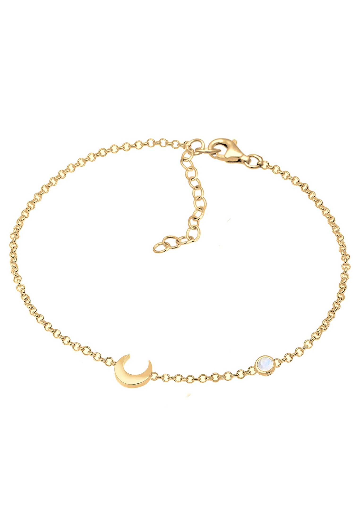 Elli Armkette »Armband Halbmond und Mondstein 925 Silber vergoldet«