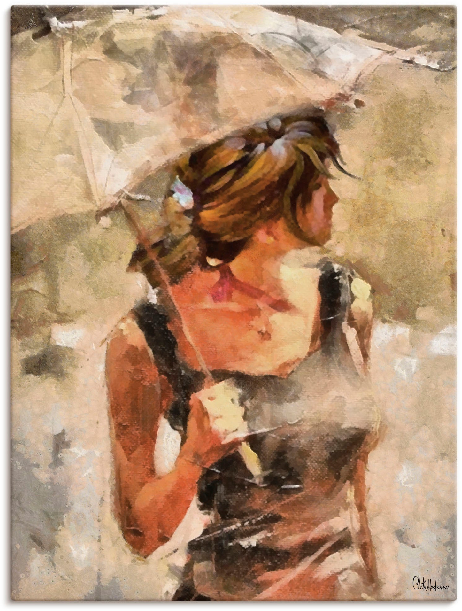 Wandbild »Lady mit Regenschirm«, Portrait, (1 St.), als Leinwandbild, Poster in...