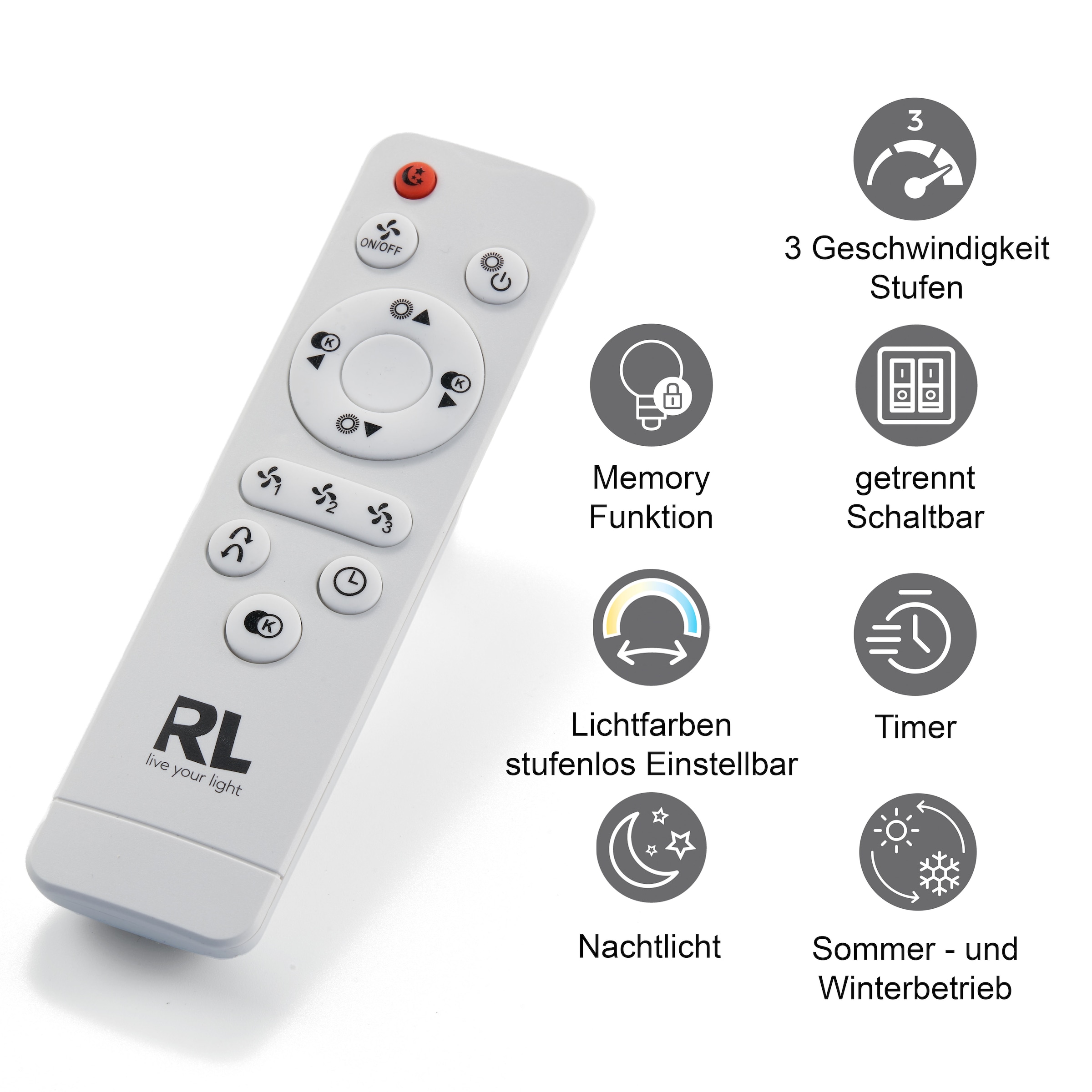 REALITY Leuchten LED Deckenleuchte »Stralsund Deckenventilator« LED-Board 1 Stk. warmweiß - kaltweiß Deckenlampe, Ventilator, Fernbedienung, Ventilator getrennt schaltbar