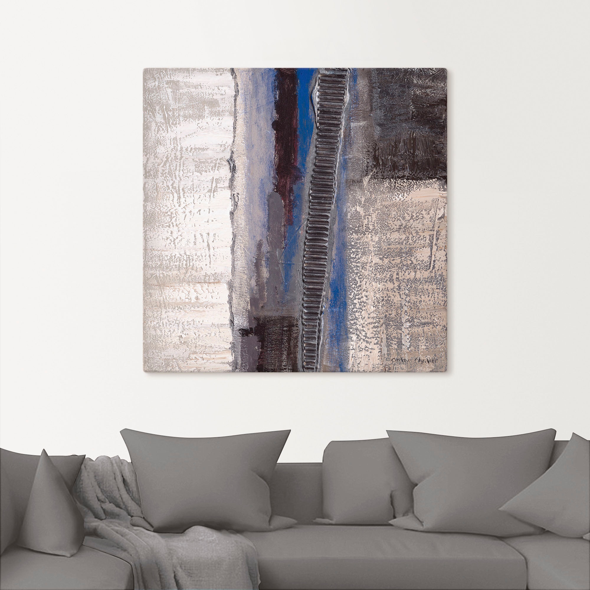 Artland Wandbild »Blau-silber Abstrakt I«, Muster, (1 St.), als Alubild, Outdoorbild, Leinwandbild, Poster in verschied. Größen