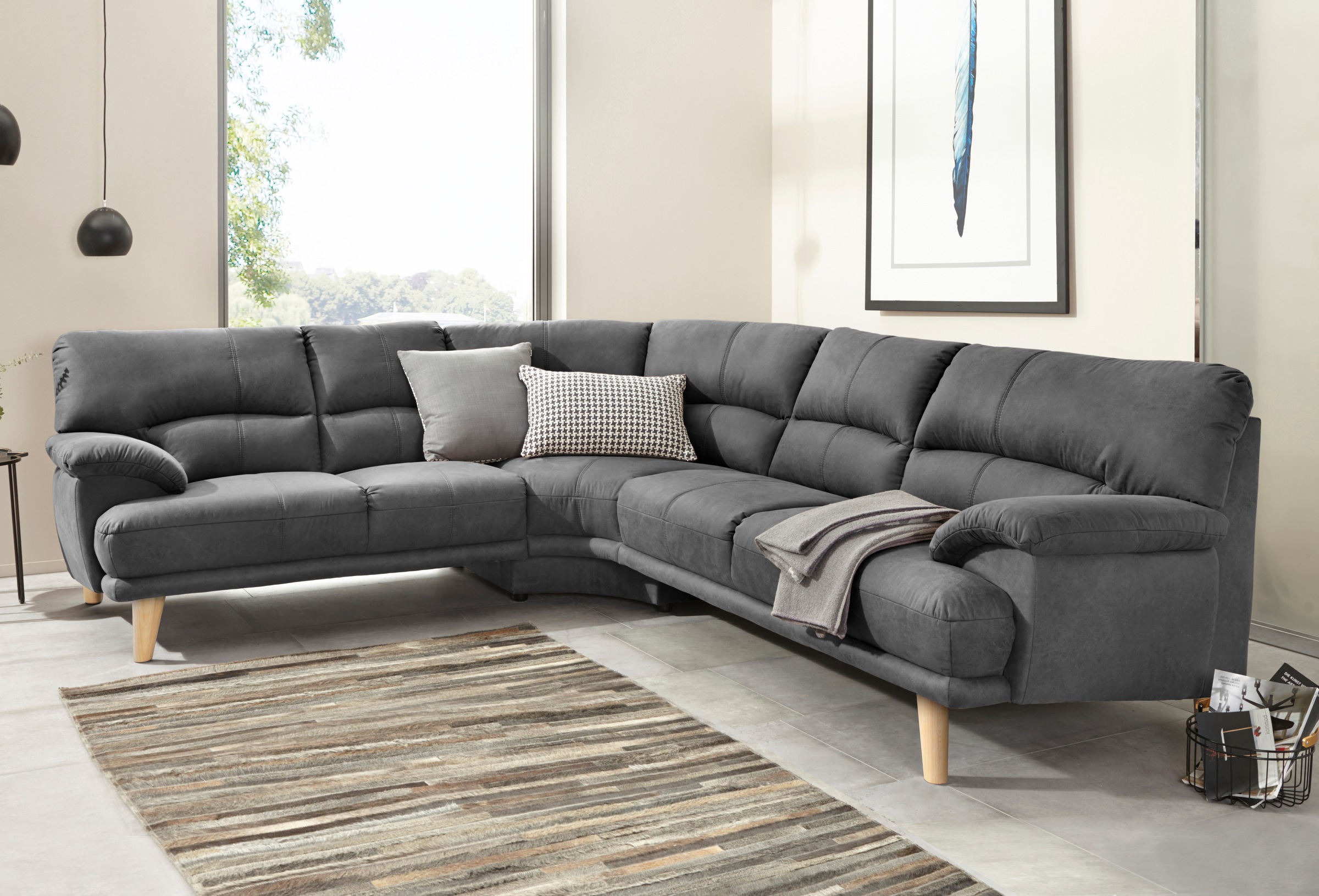 TRENDMANUFAKTUR Polsterecke »Cecilia, italienisches Designsprache, modern und komfortabel, L-Form,«, toller Sitzkomfort und bequeme Armlehnen