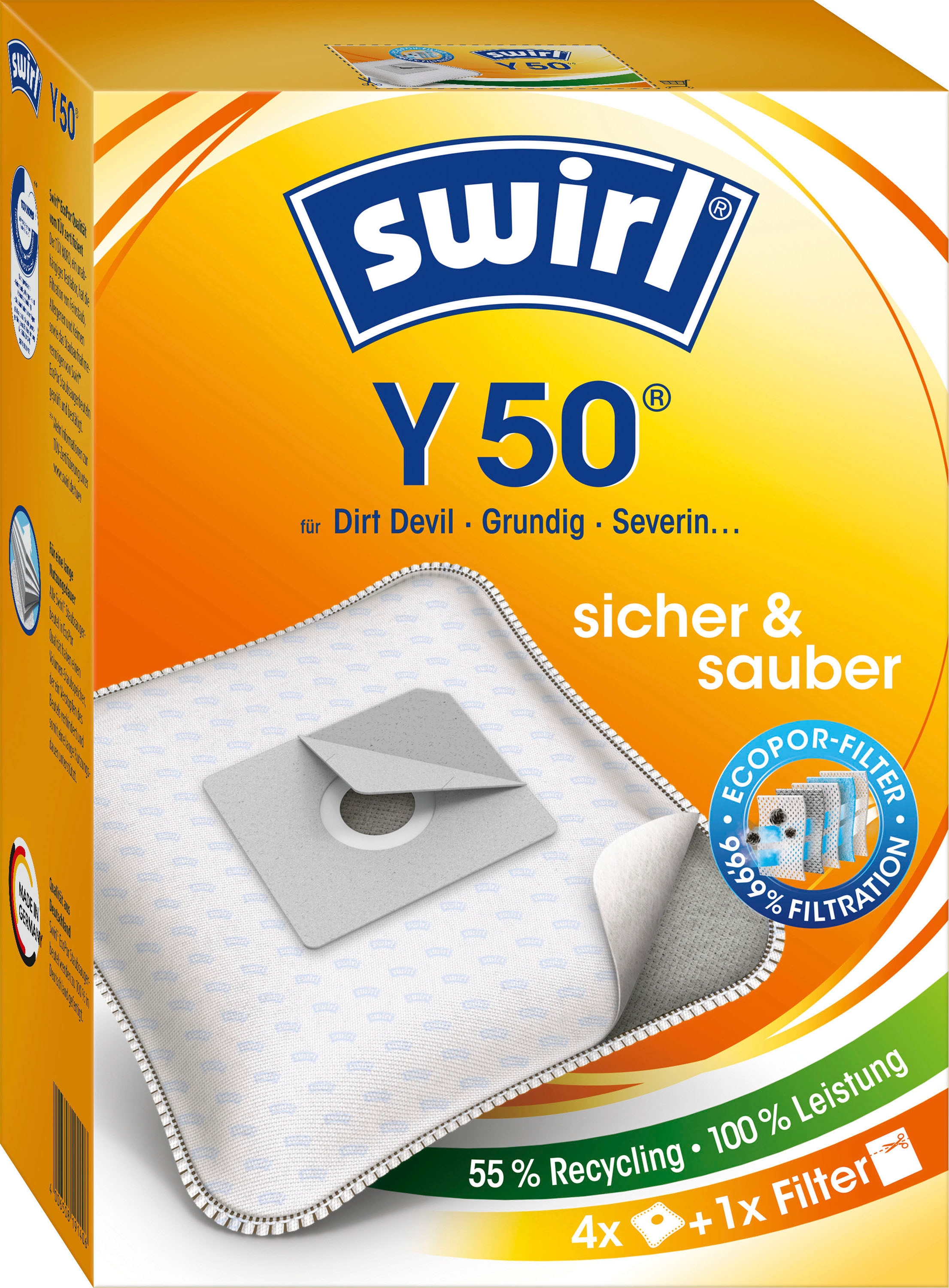 Swirl Staubsaugerbeutel »Y 50 für Dirt Devil, Progress, Samsung und Fakir«,  (Packung), 4er- Pack jetzt online bei OTTO | Staubsaugerbeutel