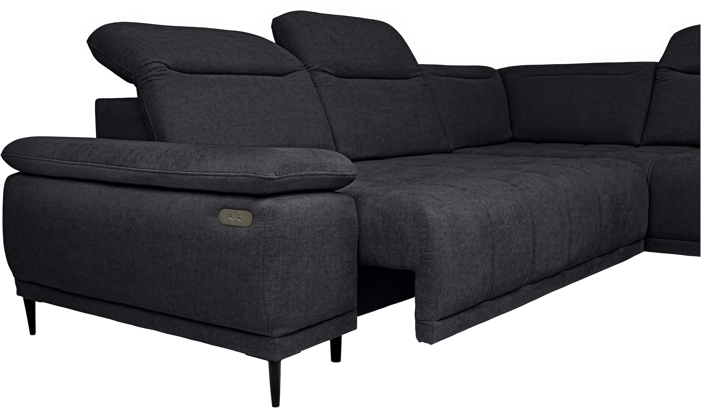 WERK2 Ecksofa »Focus-L, elektrisch erweiterbare Sitztiefe um ca. 30 cm, L-Form« Komfort nach Maß: Ausziehbare Sitztiefe, verstellbare Kopfteile & Füße