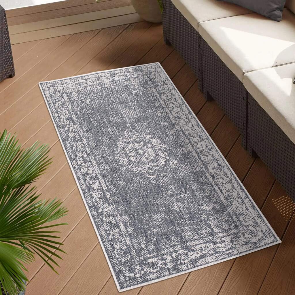 Carpet City Outdoorteppich »DUO RUG 5577«, rechteckig, 5 mm Höhe, Wendeteppich Wetterfest In- & Outdoor, Balkon, Terrasse, Wohnzimmer
