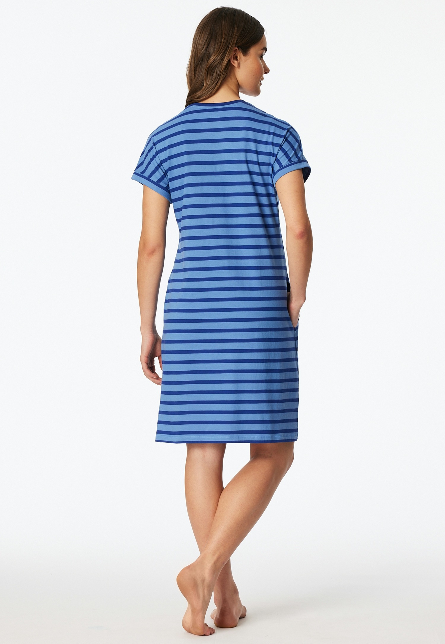 Schiesser Nachthemd »Casual Essentials« Seitennahttaschen mit garngefärbten Streifen und sportlichen Taschen