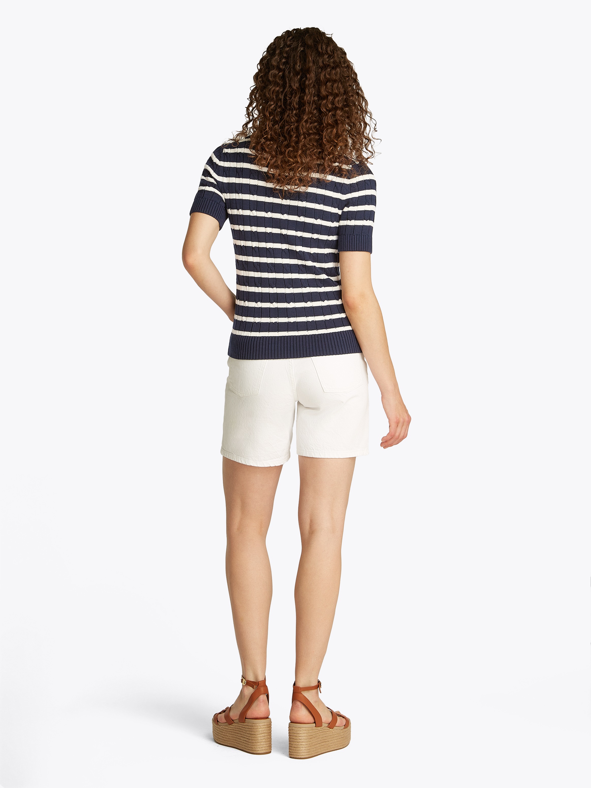 Tommy Hilfiger Kurzarmpullover »1985 CO MINI CABLE C-NK SS SWT«, in tollem Strickmuster