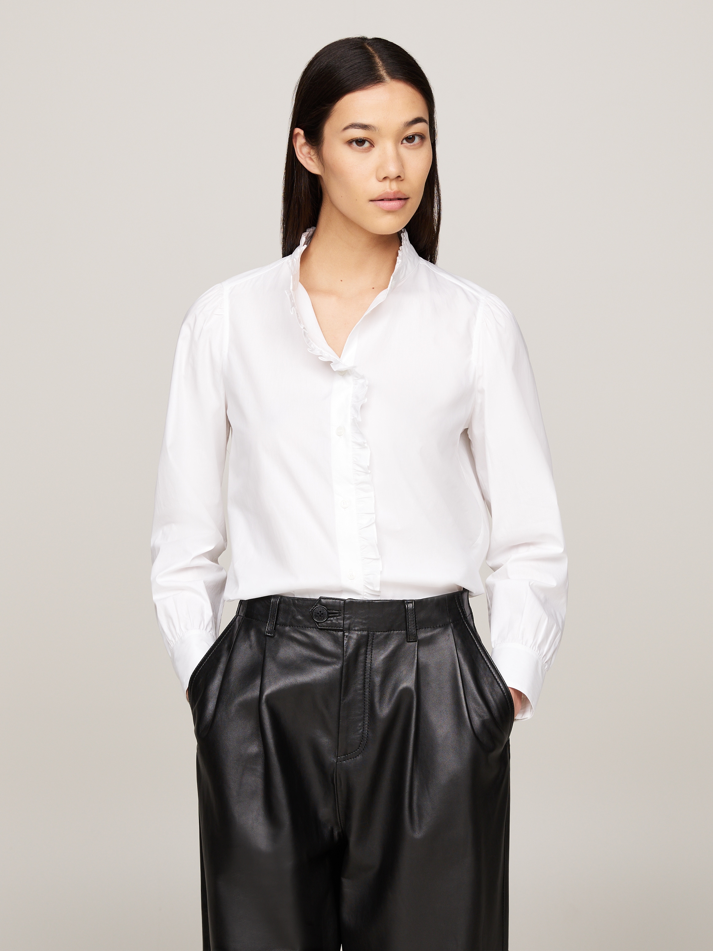 Tommy Hilfiger Shirtbluse »COTTON FRILL RELAXED SHIRT«, mit Rüschen