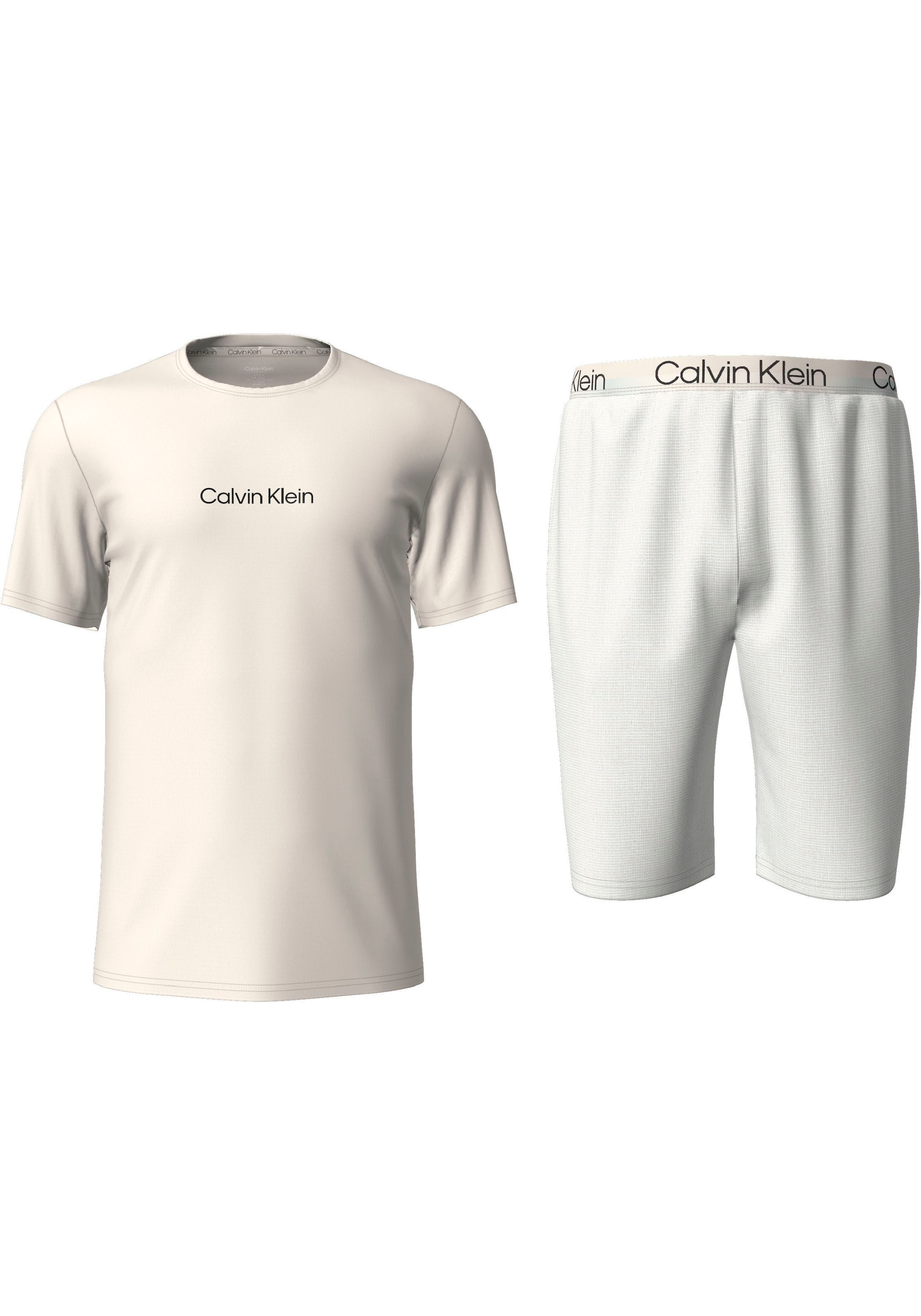 SHORT bei Pyjama (Set, 2 auf Calvin Klein »S/S SET«, OTTO tlg.), Logoschriftzug mit Brust der