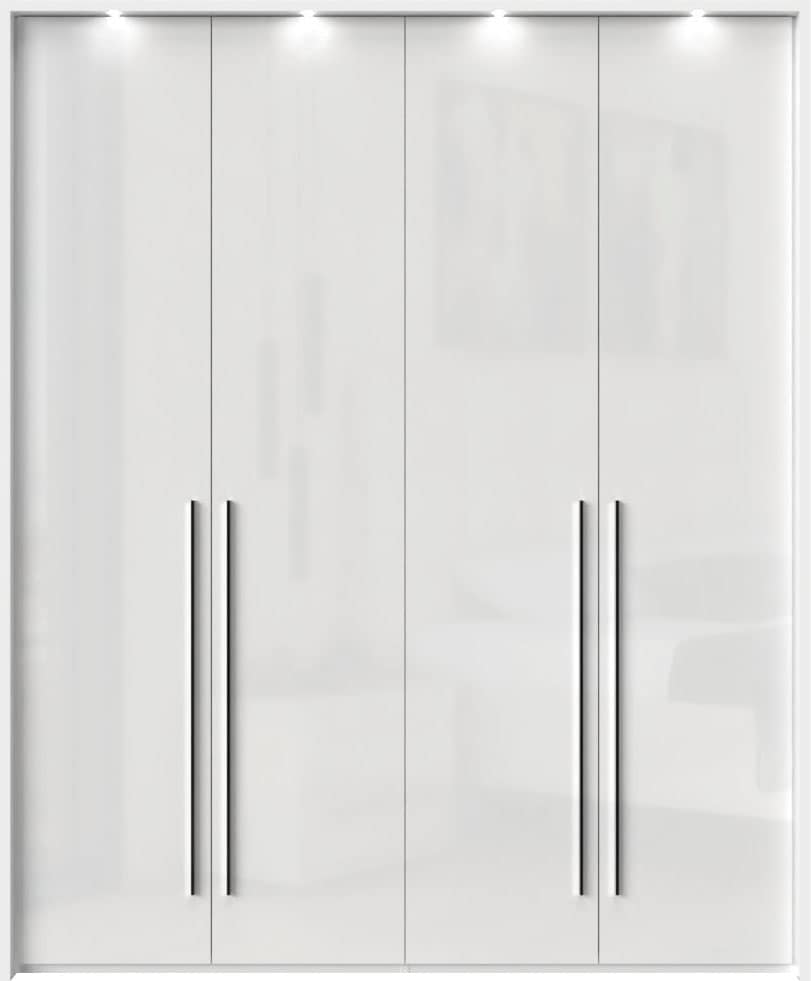 Places of Style Kleiderschrank »Piano, inklusive Rahmen und Beleuchtung, soft-close-Funktion«, (viele Breiten zur Auswahl, 226cm hoch), beige oder weiß, UV lackiert, Hochglanzfronten, FSC-zertifiziert