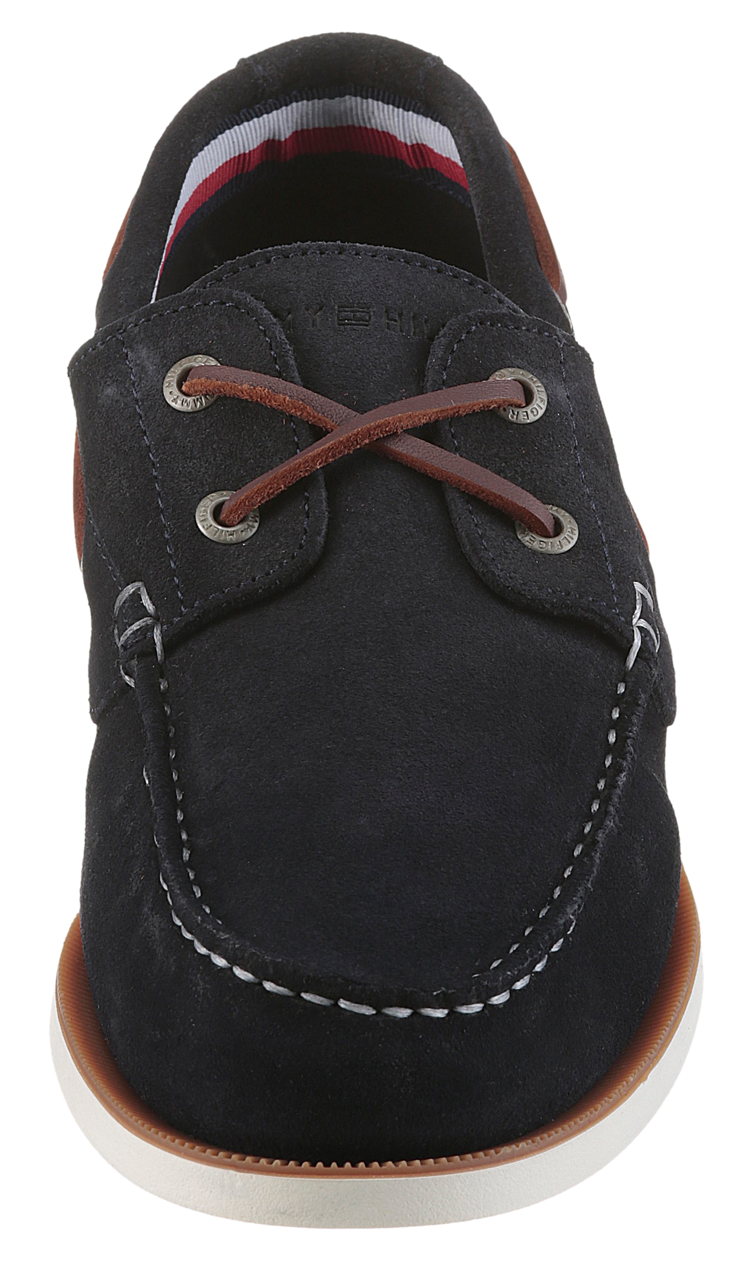 Tommy Hilfiger Bootsschuh »TH BOAT SHOE CORE SUEDE«, Casualschuh, Freizeitschuh, Schnürer mit Bänder-Durchzügen
