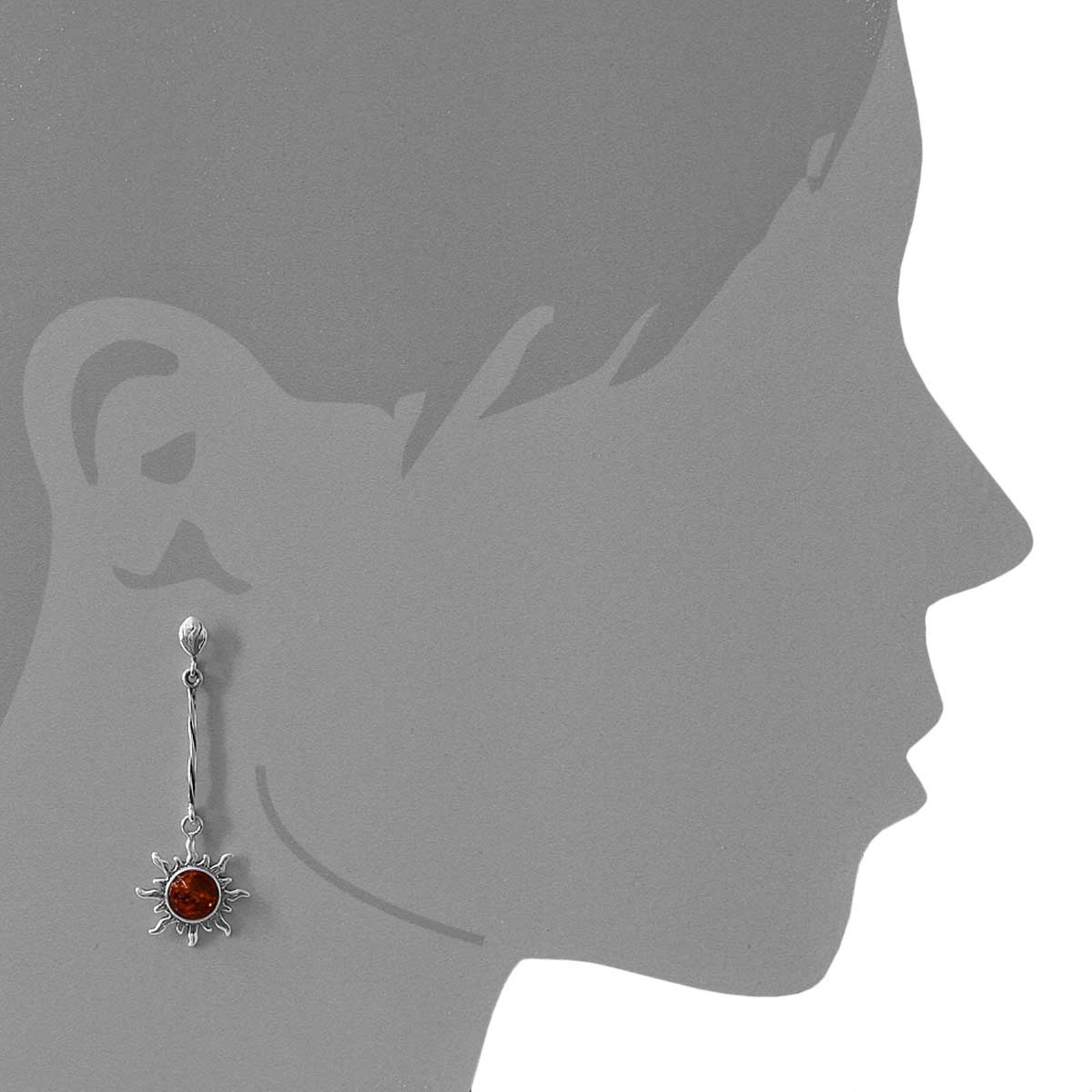 OSTSEE-SCHMUCK Paar Ohrhänger »- Sonne 19 mm - Silber 925/000 - Bernstein«