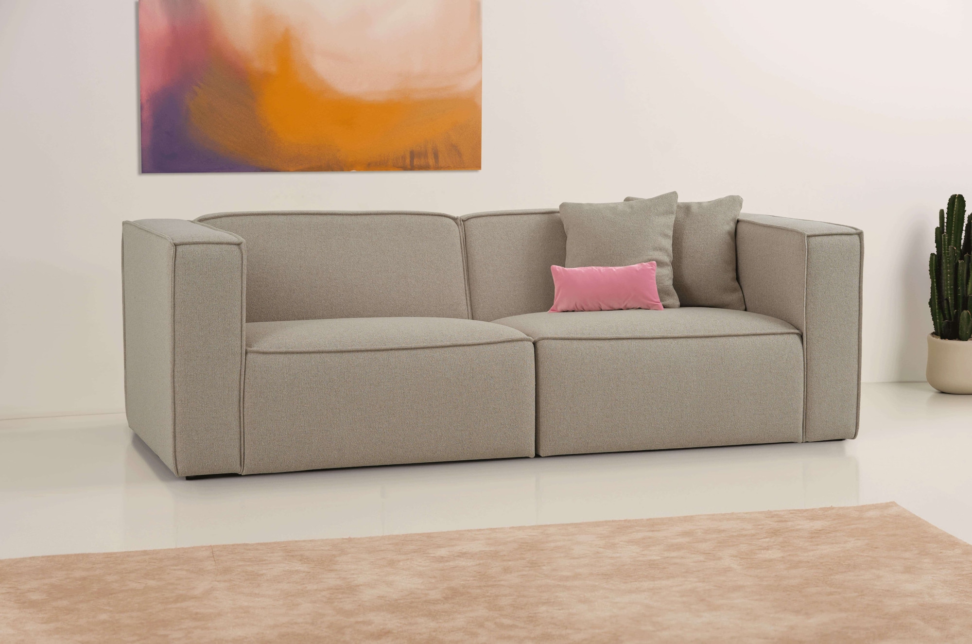 OTTO home 3-Sitzer »Tammie« Breite 222 cm, Webstoff fein, bodentief, mit Wellenunterfederung