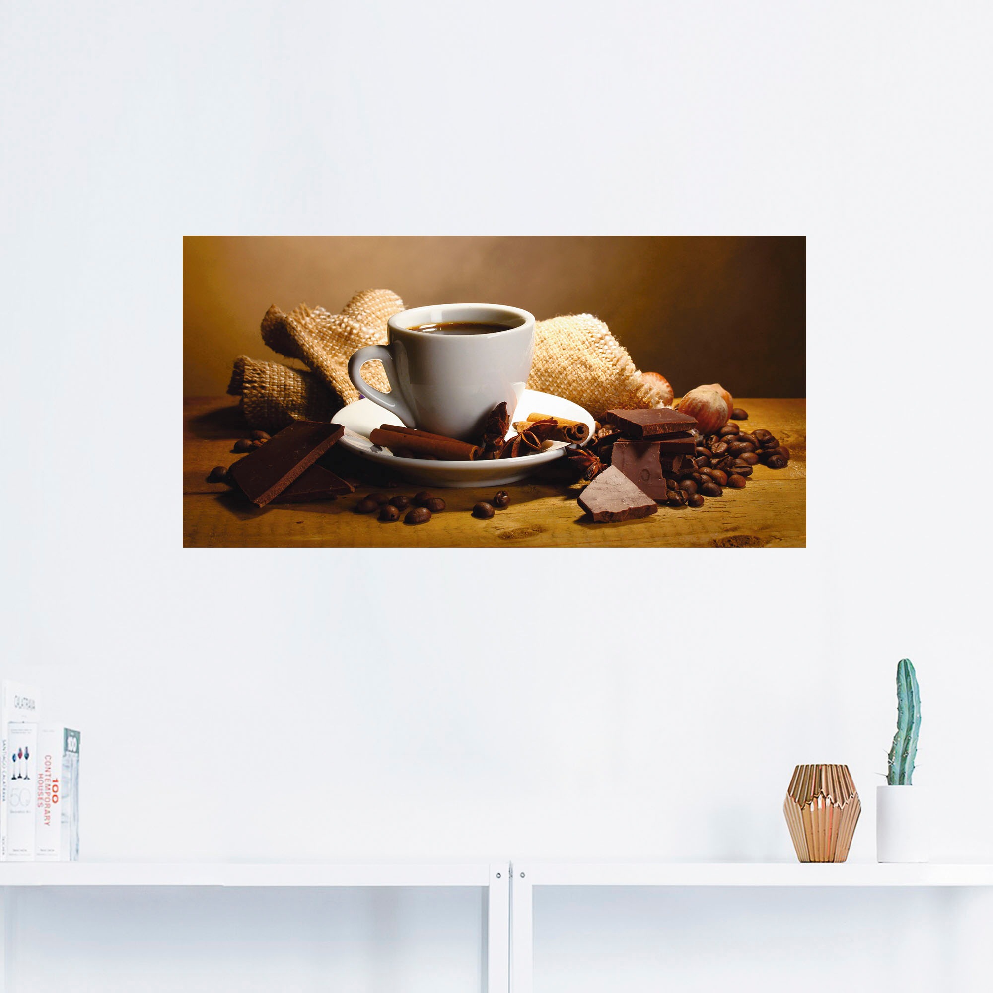 Artland Wandbild »Kaffeetasse Zimtstange Nüsse Schokolade«, Getränke, (1 St.), als Leinwandbild, Poster, Wandaufkleber in verschied. Größen