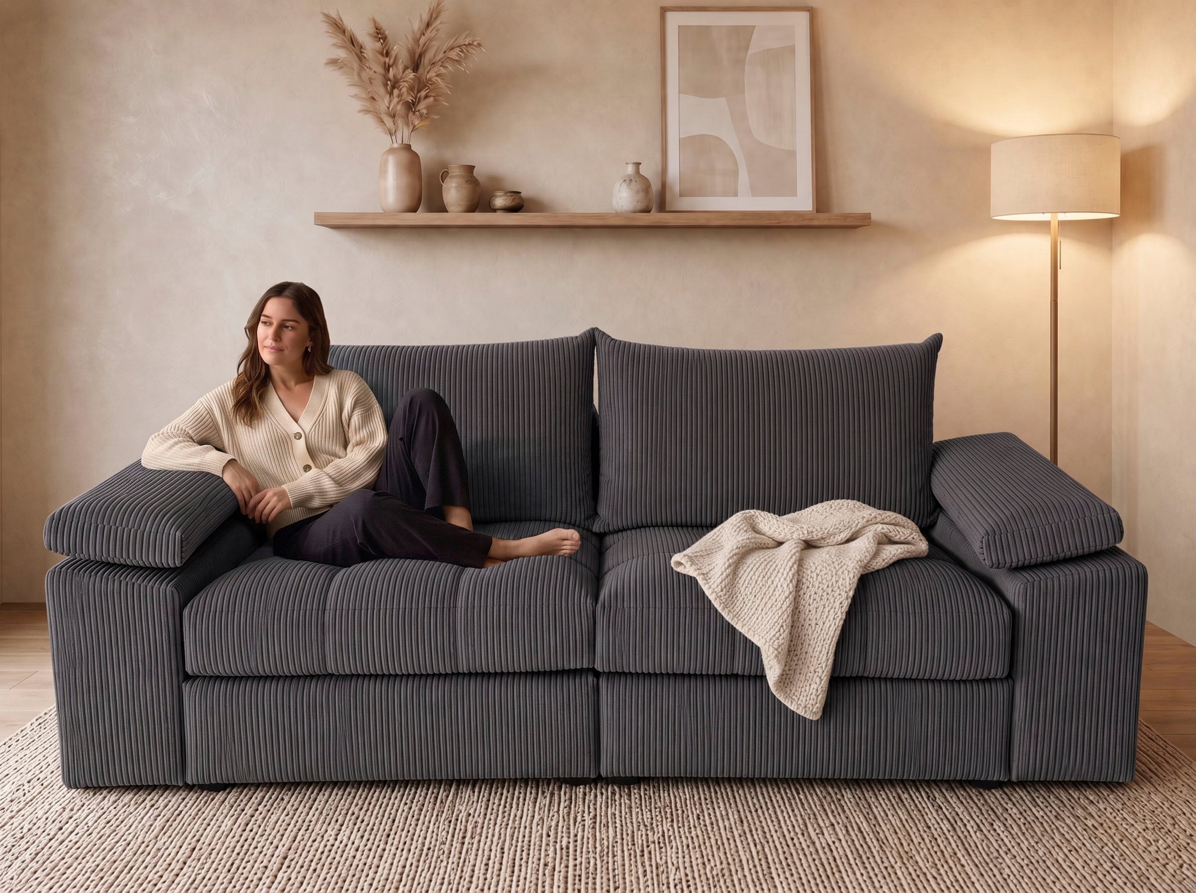 OTTO home Big-Sofa »Soft&Cosy Pik XL, B: 246 cm, Mega Sofa in Cord« Lounge-Komfort mit edler Sitzsteppung, Federkern