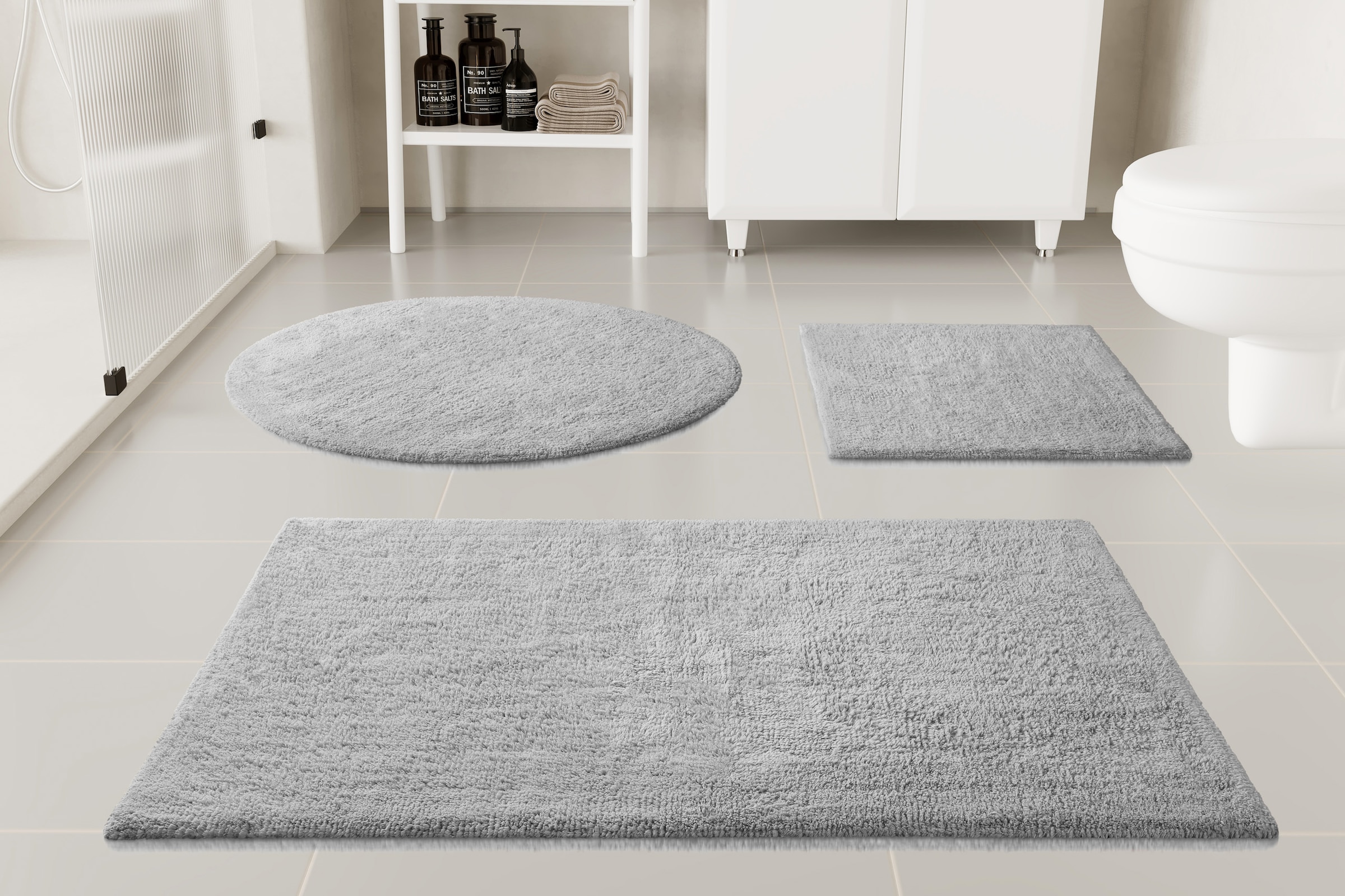 OTTO home Badematte »Selenne« Höhe 20 mm rutschhemmend beschichtet fußbodenheizungsgeeignet Badteppich, getuftet, modern, Uni, antirutsch, flauschig, Baumwolle