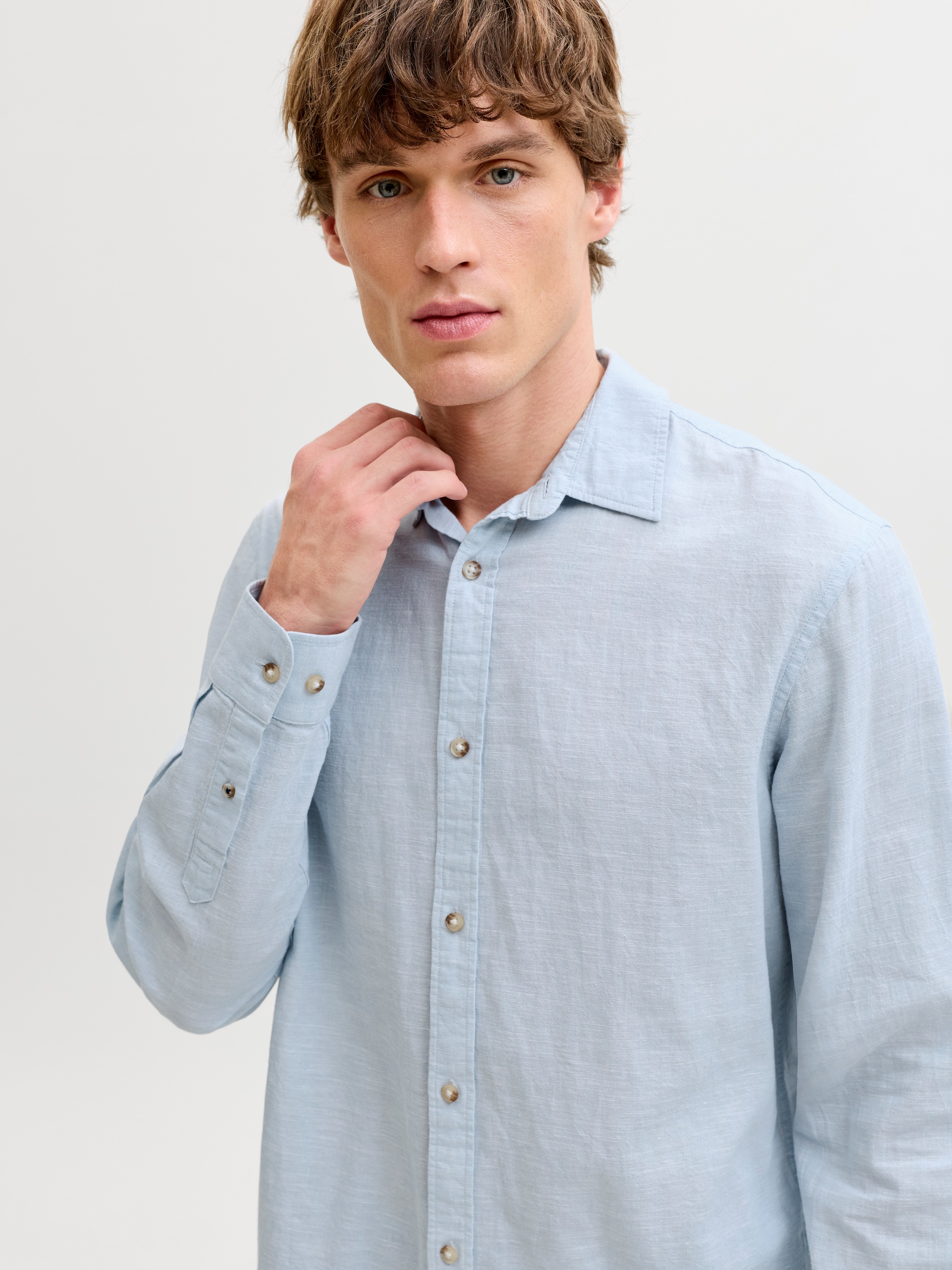 Jack & Jones Langarmhemd »JJESUMMER LINEN BLEND SHIRT L/S SN« Baumwollmischung, regular fit