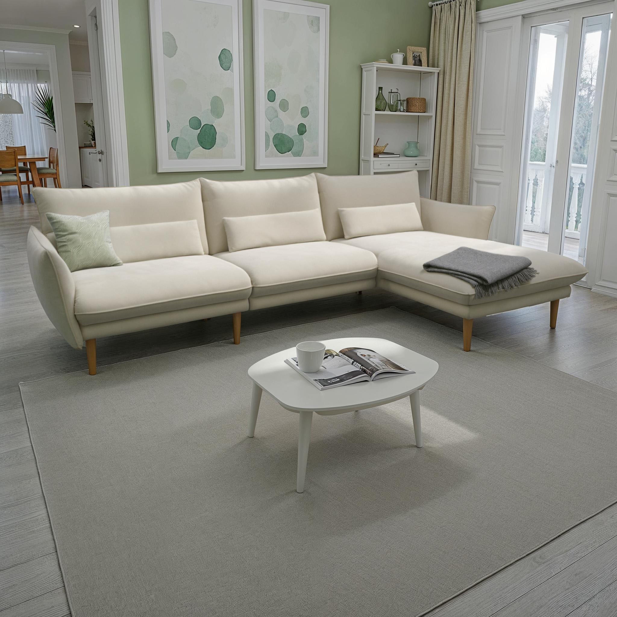 DOMO collection Ecksofa »Leuven modern mit schmalen Armlehnen, Breite 282 cm, L-Form« angenehm feste Polsterung, bodenfrei, 19 cm hohe Holzfüße