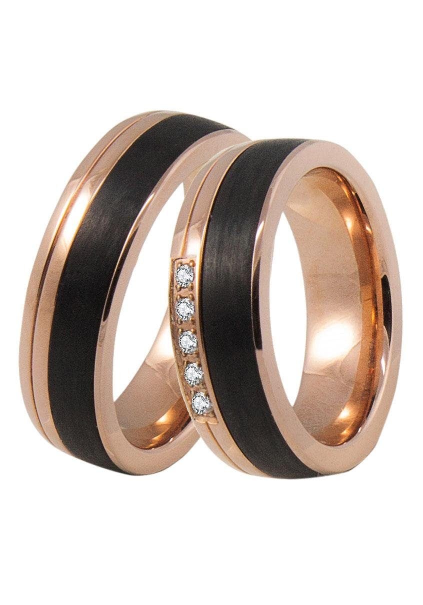 DOOSTI Trauring »Schmuck Geschenk Edelstahl Trauring Ehering Partnerring LIEBE«, Made in Germany, wahlweise mit oder ohne Zirkonia