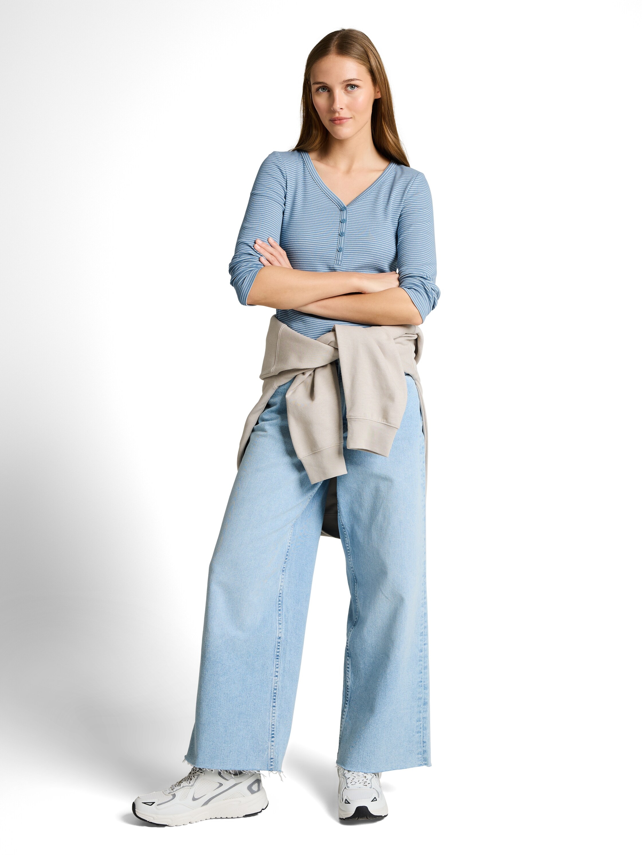 TOM TAILOR Denim Henleyshirt mit Streifen Muster