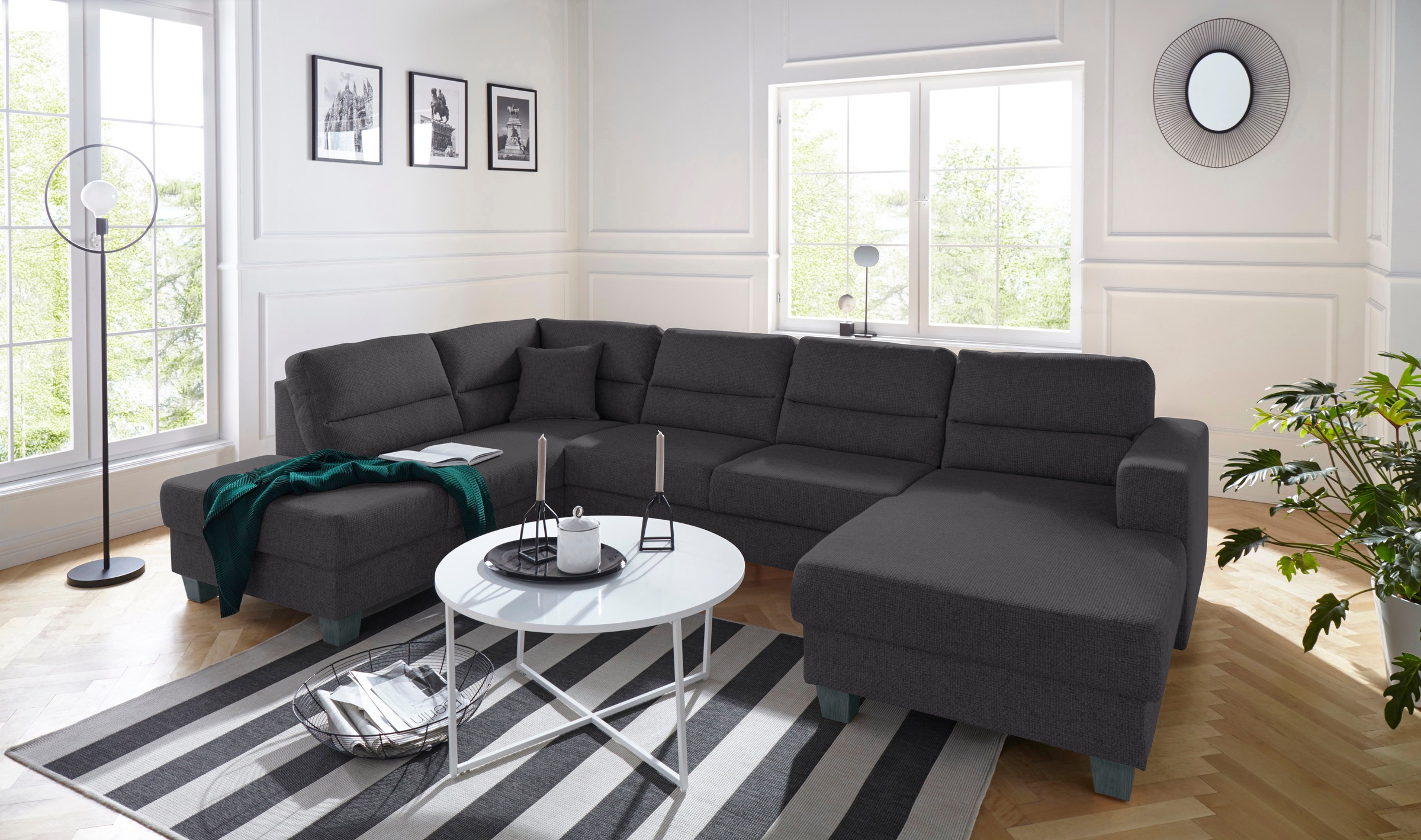 TRENDMANUFAKTUR Wohnlandschaft »Chamber, U-Form«, inklusive zwei Kopfstützen, wahlweise mit Bettfunktion