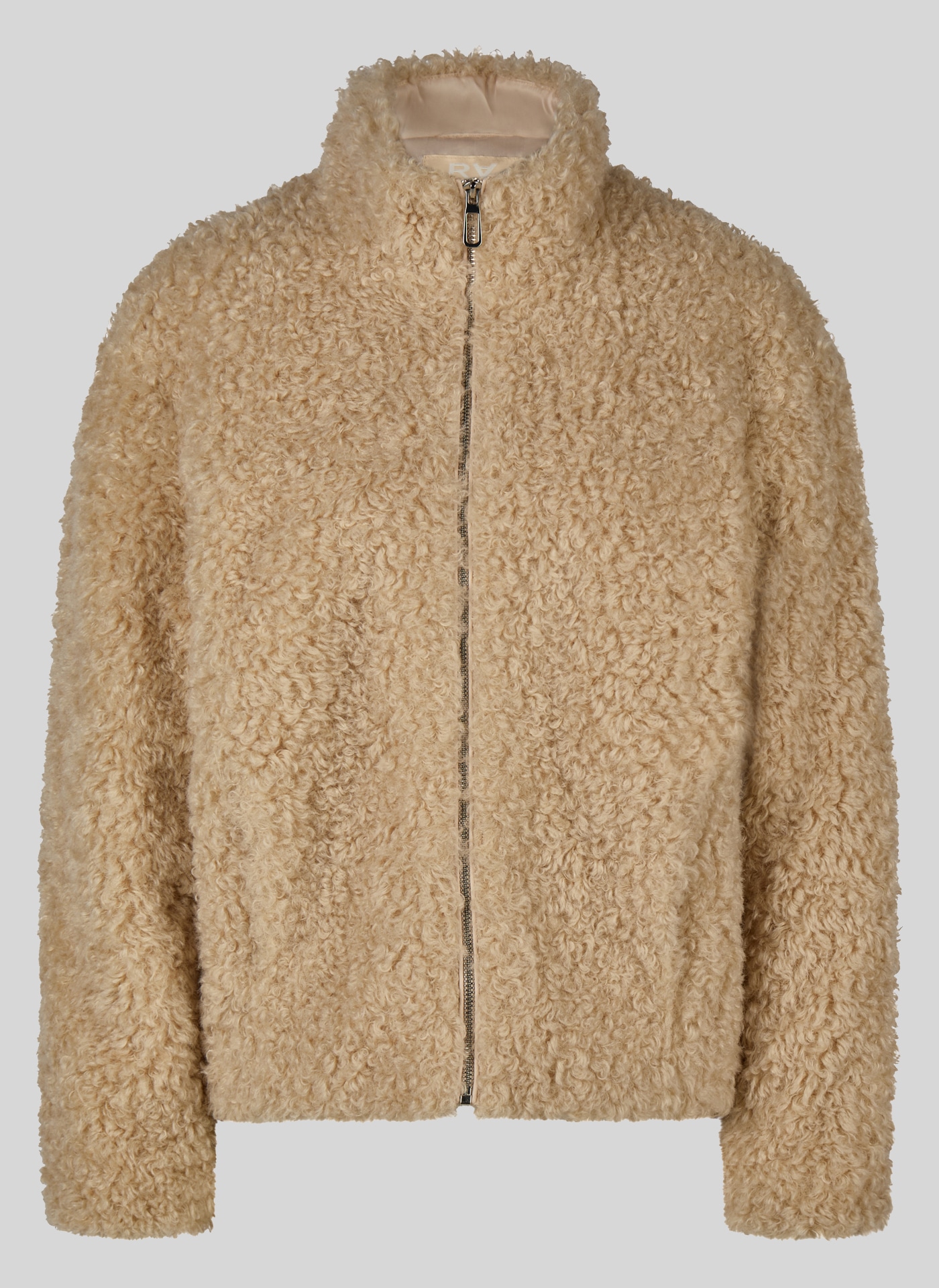 Rabe Fellimitatjacke ohne Kapuze im Teddyplüsch-Look und mit Stehkragen
