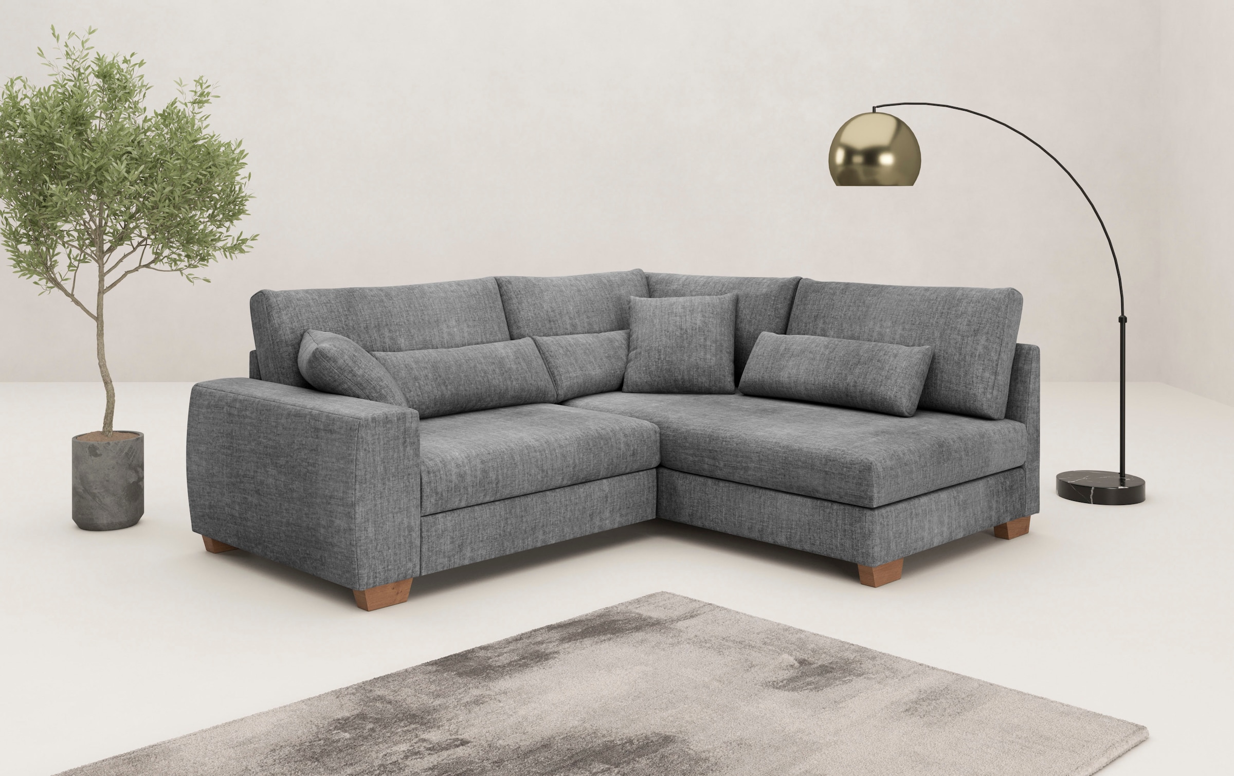 Mr. Couch Ecksofa »Helena L-Form«, Mit Federkern, wahlweise mit Bettfunktion und Taschenfederkern