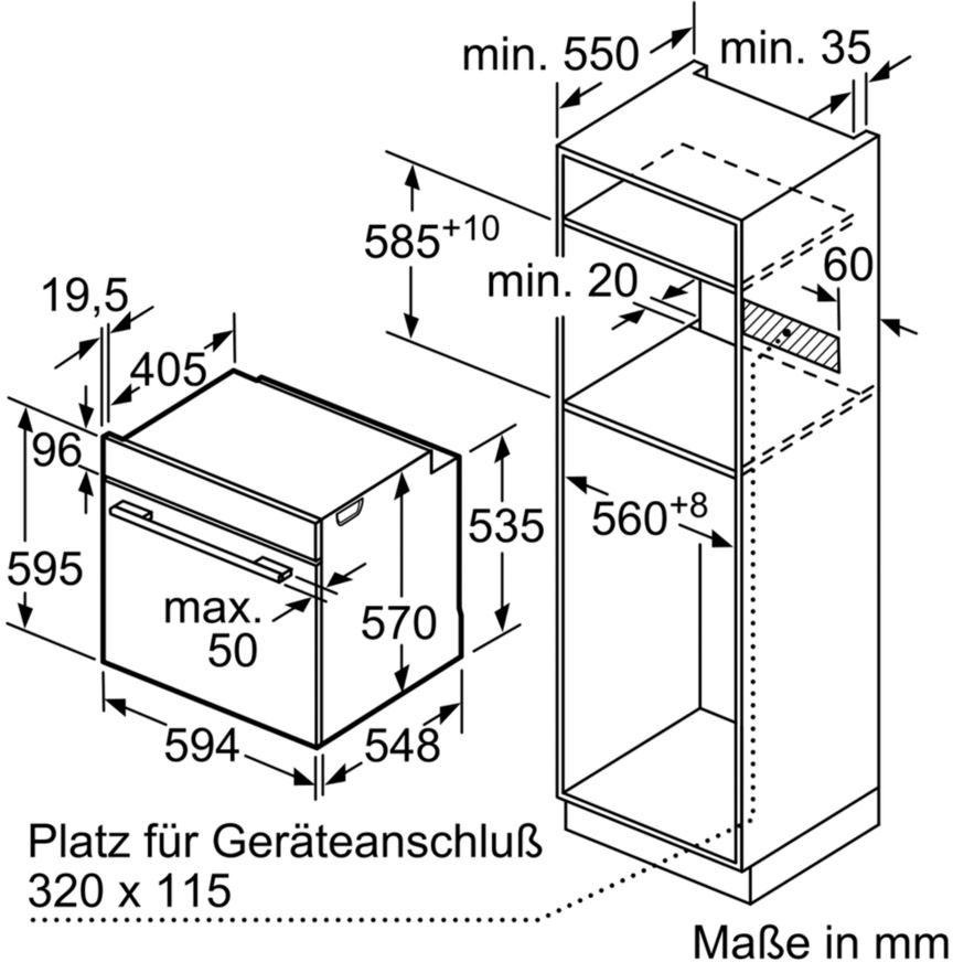 BOSCH Einbaubackofen »HBA533BB1«, 4, HBA533BB1, mit Teleskopauszug nachrüstbar, ecoClean Direct