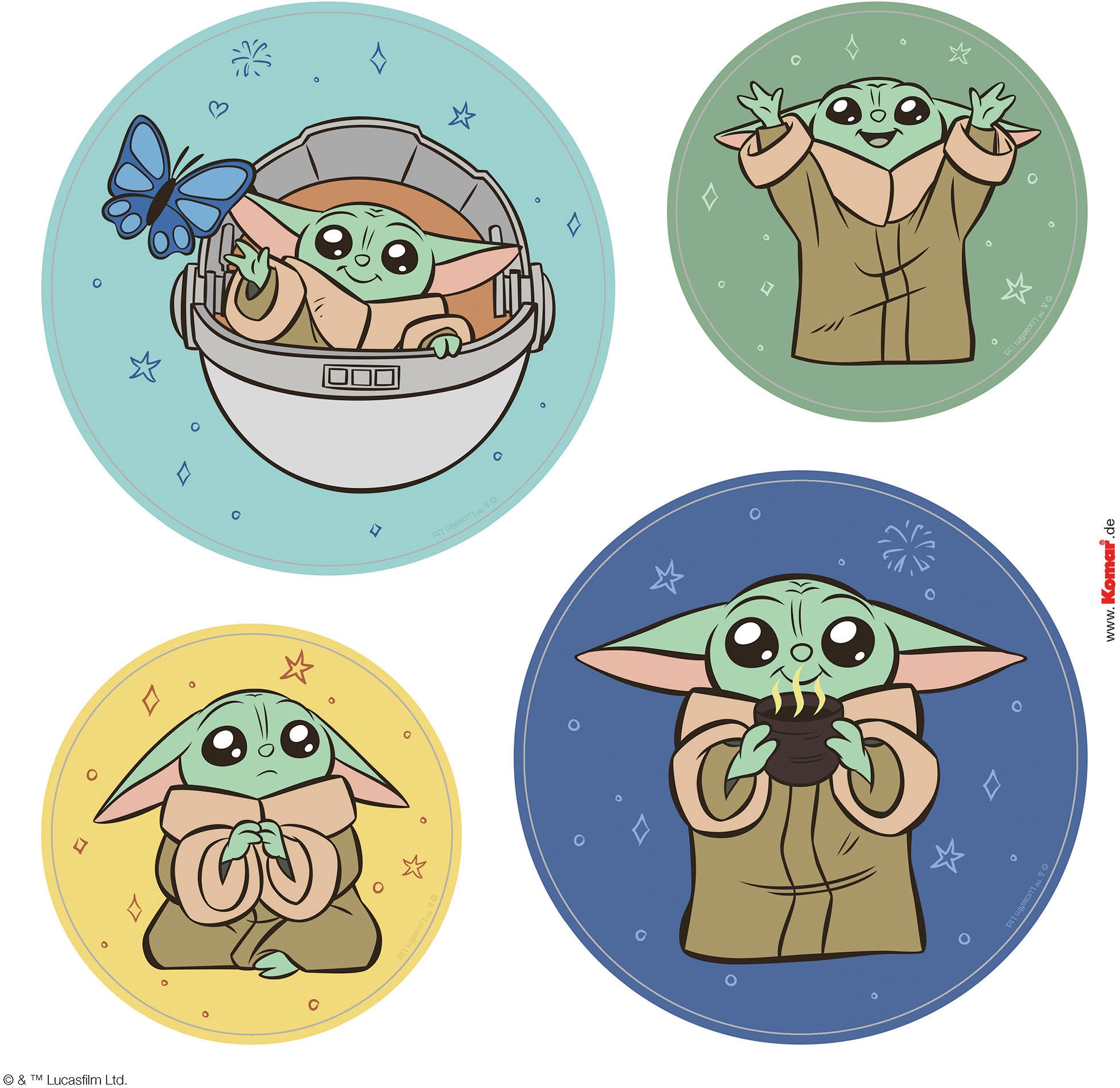 Komar Fensterdekoration »Fenstersticker - Grogu - Padawan Bubbles  - Größe 30 x 30 cm, 2 Bogen«