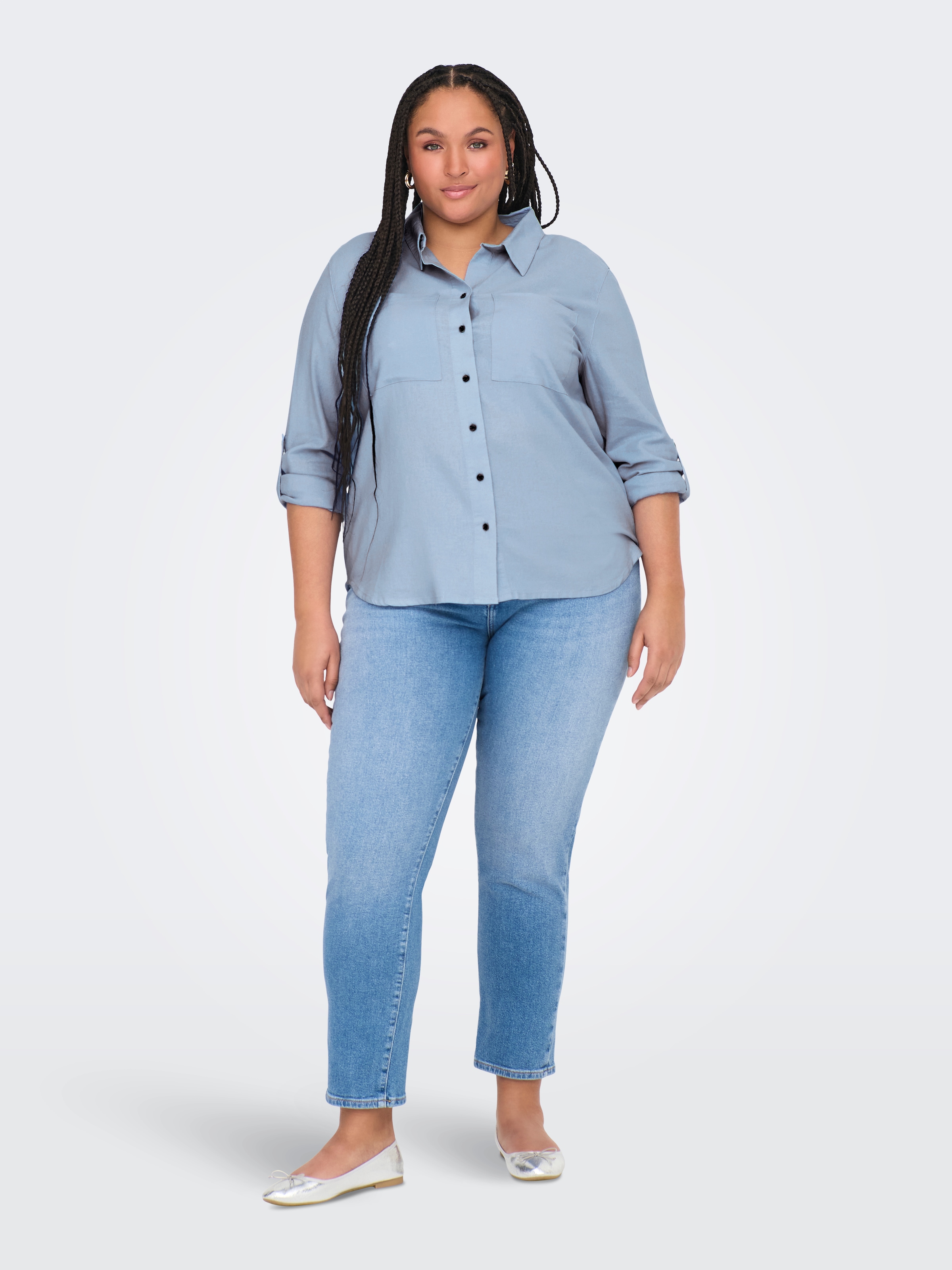 ONLY CARMAKOMA Langarmbluse »CARYASMIN-CARO L/S LINEN SHIRT PNT«