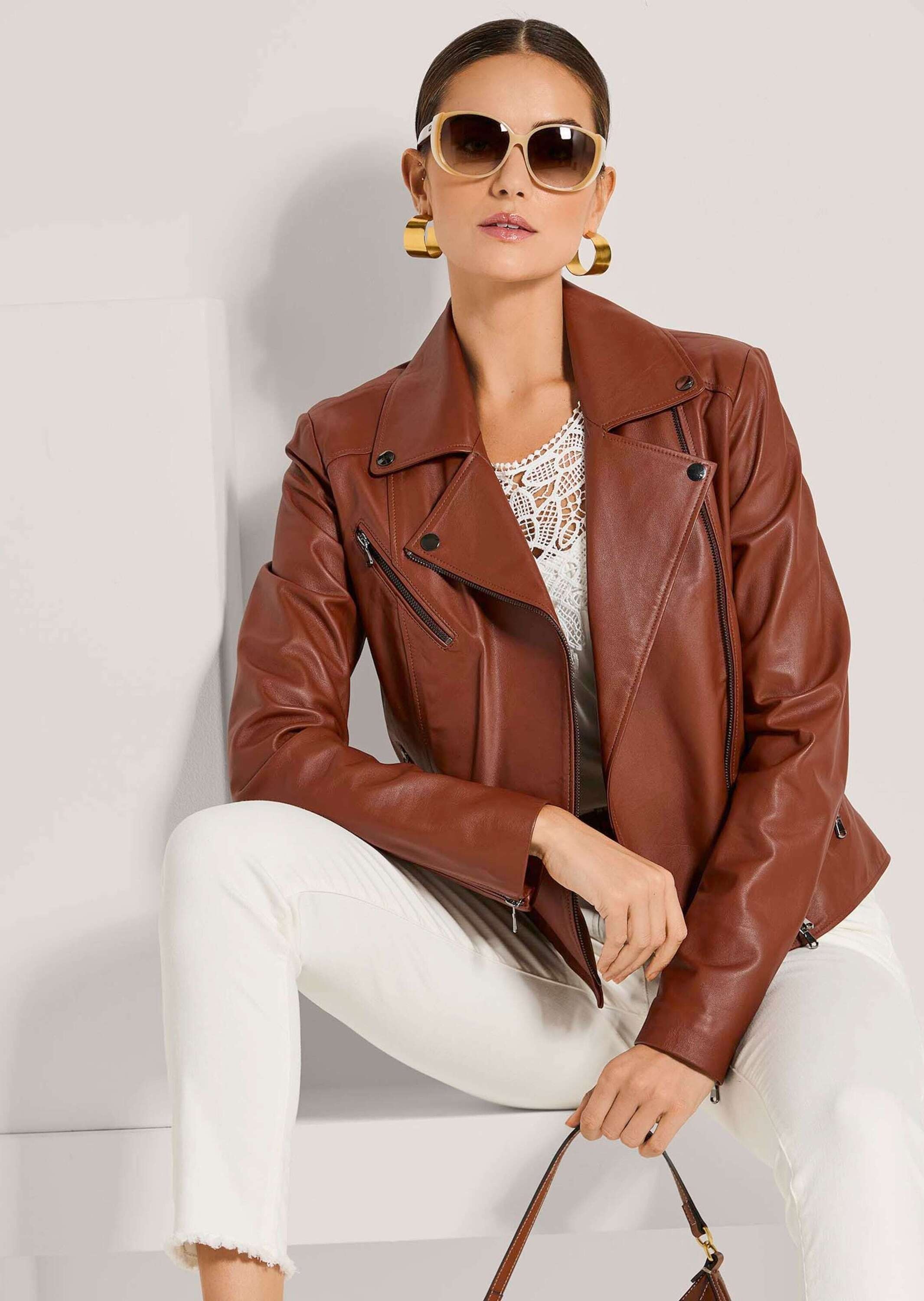 MADELEINE Lederjacke »Lederjacke Lederjacke im Biker-Style«