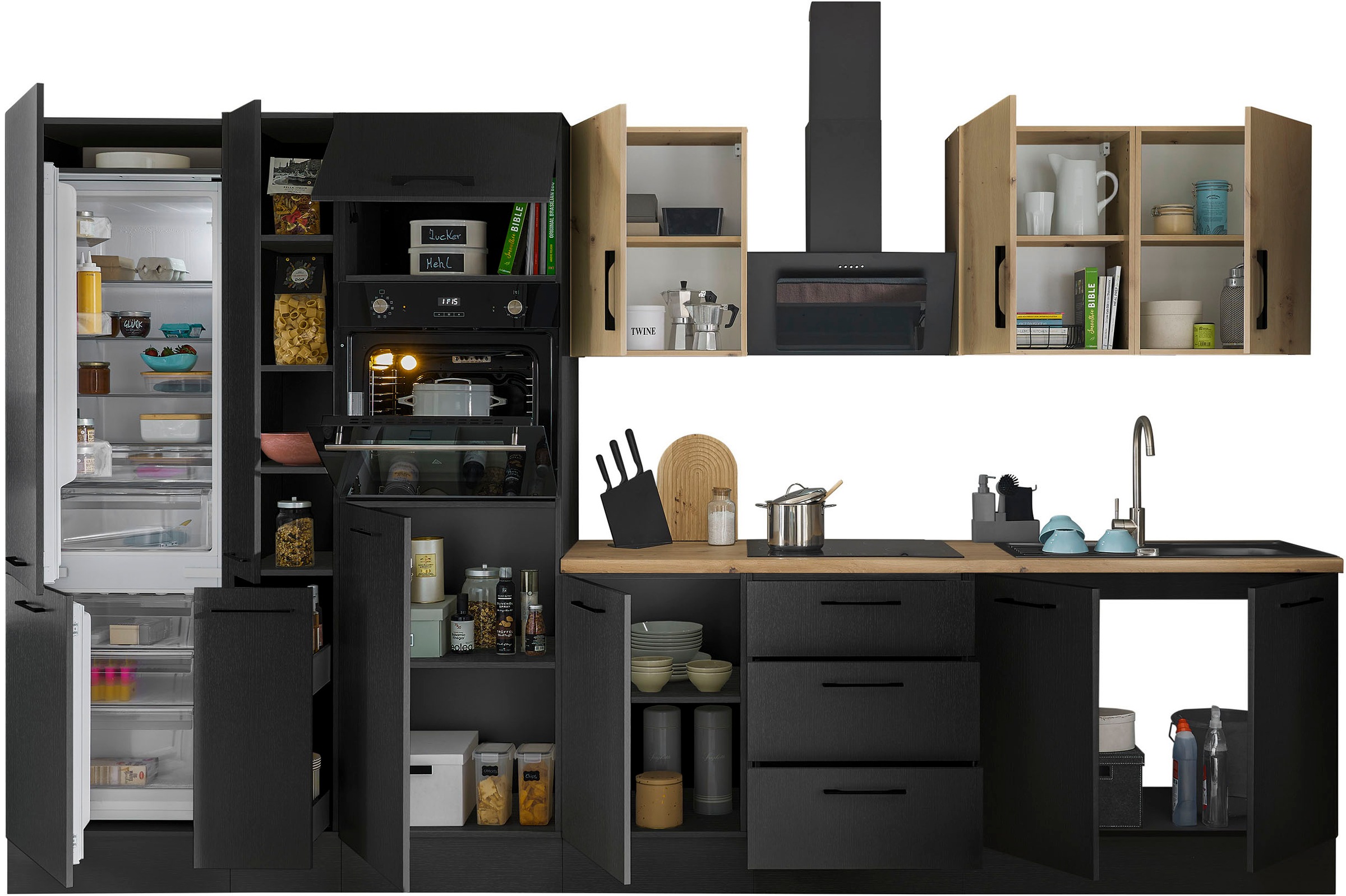BASIC by Balculina Küchenzeile »Turin«, Breite 360 cm, wahlweise mit E-Geräten