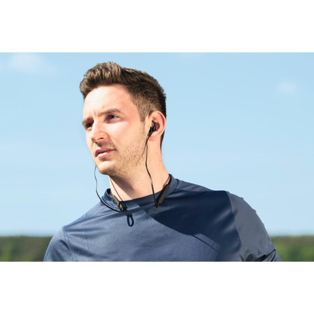 Hama Bluetooth-Kopfhörer »Sport Bluetooth® A2DP Reichweite Rufannahmetaste In jetzt Mikrofon, Freisprechfunktion-Sprachsteuerung, m, Ear, Bluetooth-HFP, ultraleicht«, Schwarz, Kopfhörer 10 5.0 Sprachassistenten, Lautstärkeregler, Bluetooth-AVRCP