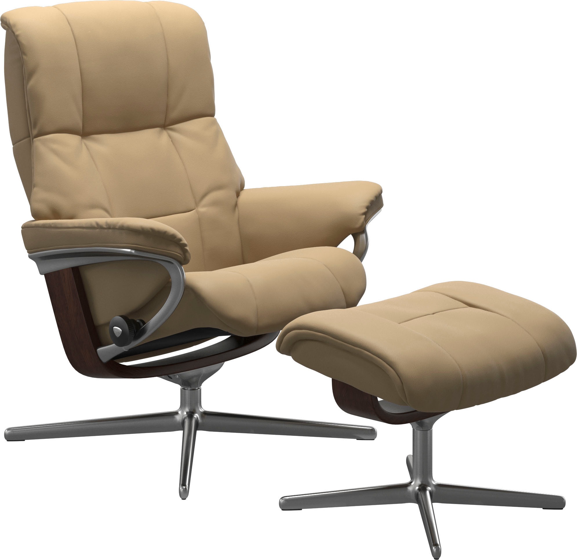 Stressless® Relaxsessel »Mayfair«, (Set, Relaxsessel mit Hocker), mit Hocker, mit Cross Base, Größe S, M & L, Holzakzent Braun