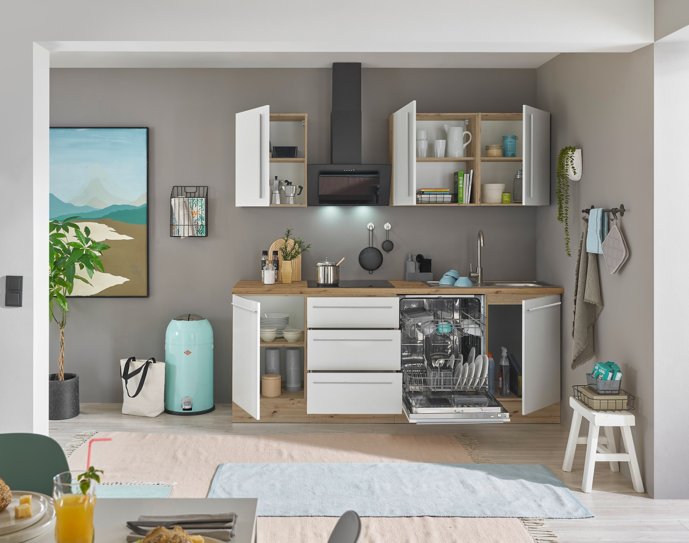KOCHSTATION Küchenzeile »Florida«, Breite 220 cm, Softclose für Türen und Schubkästen, ohne E-Geräte