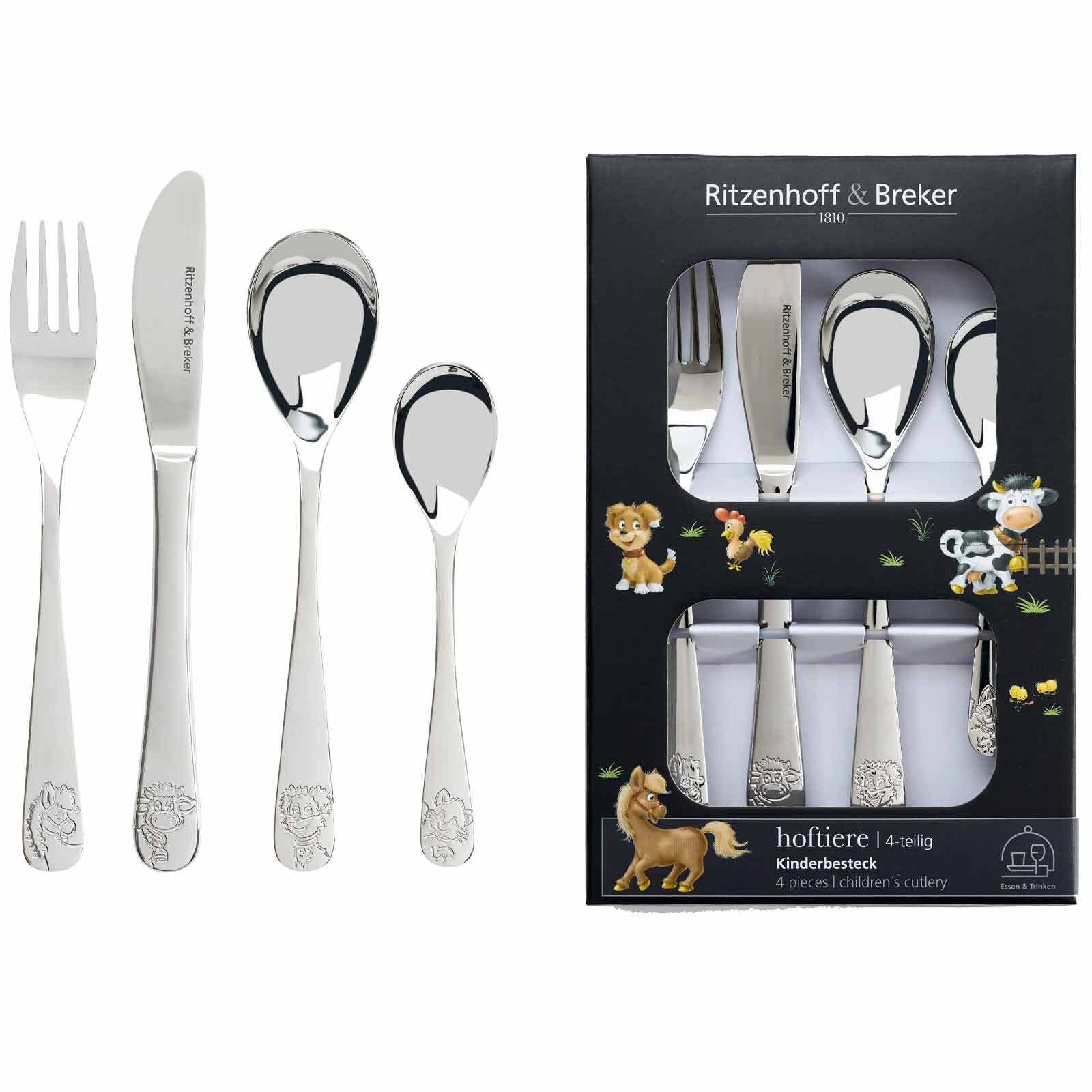 Ritzenhoff & Breker Kinderbesteck »Kinderbesteck Hoftiere 4er Set silber« Ideal für den Alltag, spülmaschinengeeignet,