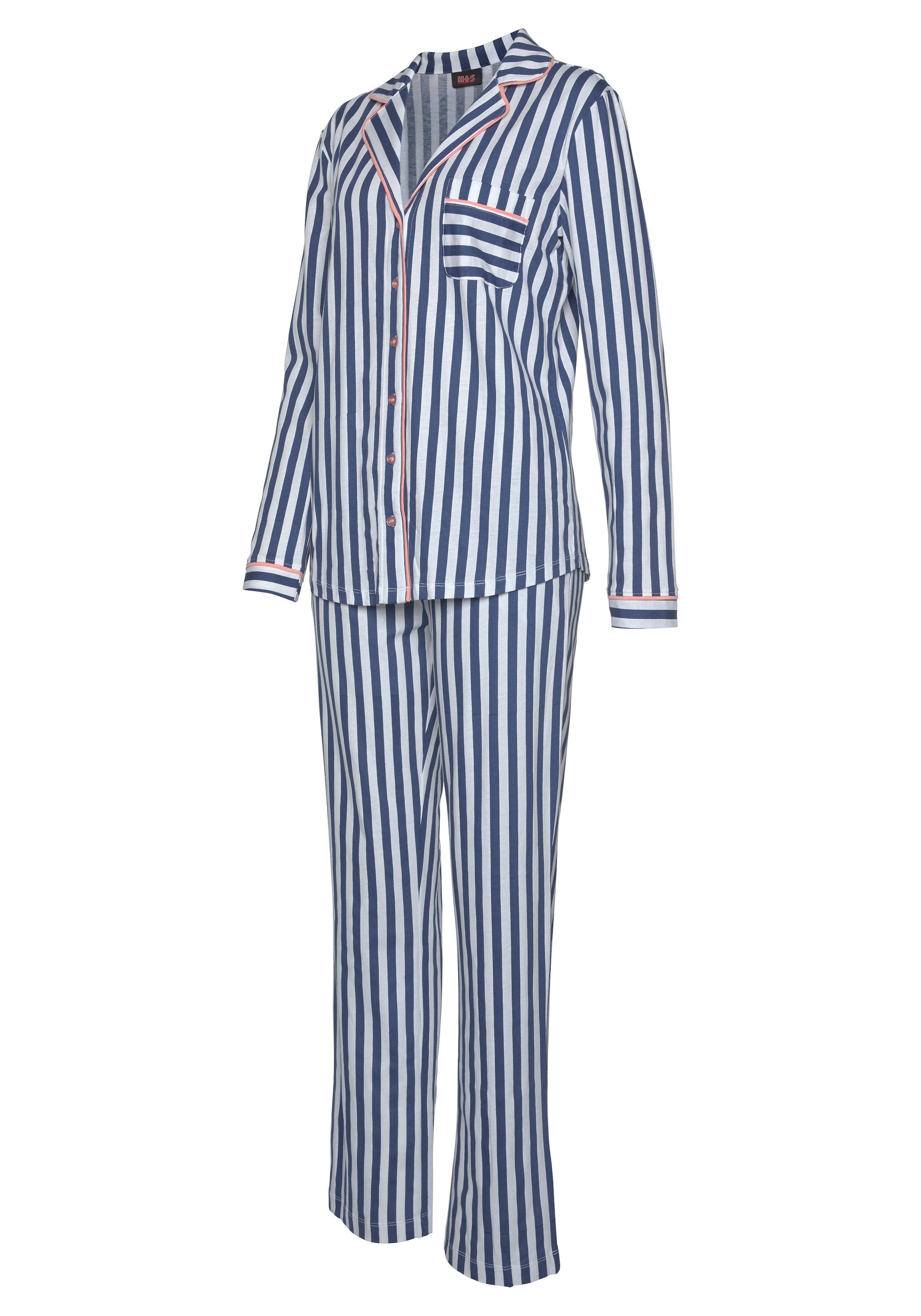 H.I.S Pyjama, (2 tlg., klassischem bestellen OTTO 1 bei Schnitt Stück), in mit Streifenmuster