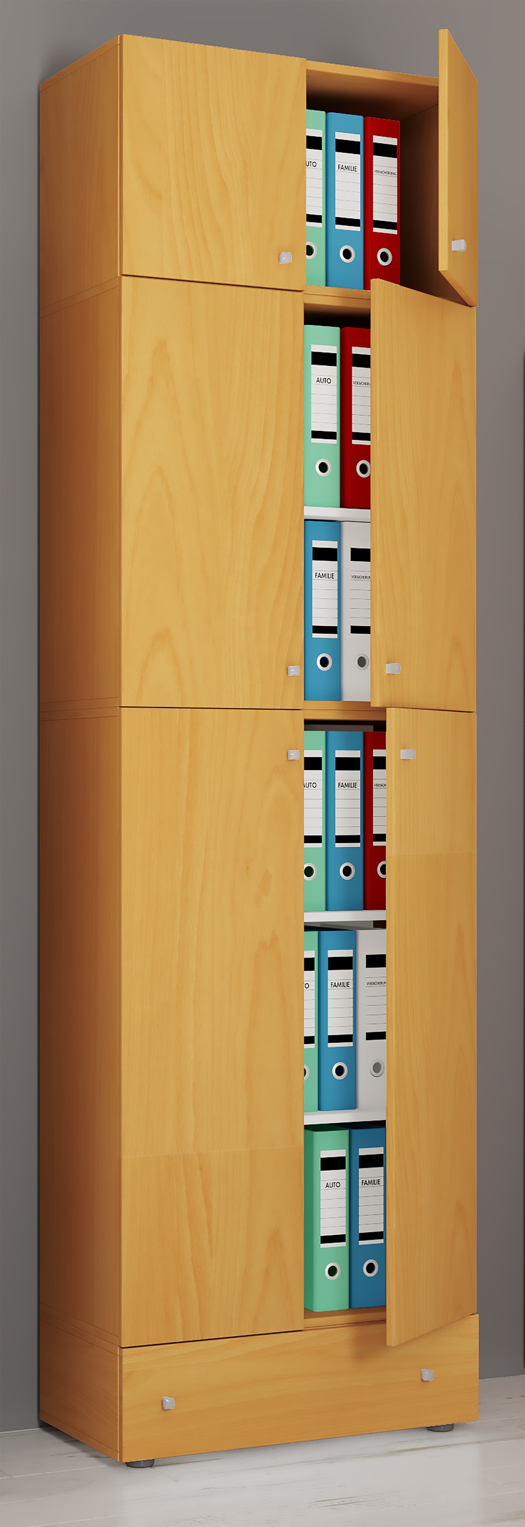 VCM Aktenschrank »VCM XXXL Büroschrank mit 5 Fächern mit Aufsatz und Schublade | moderner Aktenschrank mit Drehtüren | Maße ca. H. 240 x B. 70 x T. 39 cm ¿ Lona 5-Fach«, (1 St.)