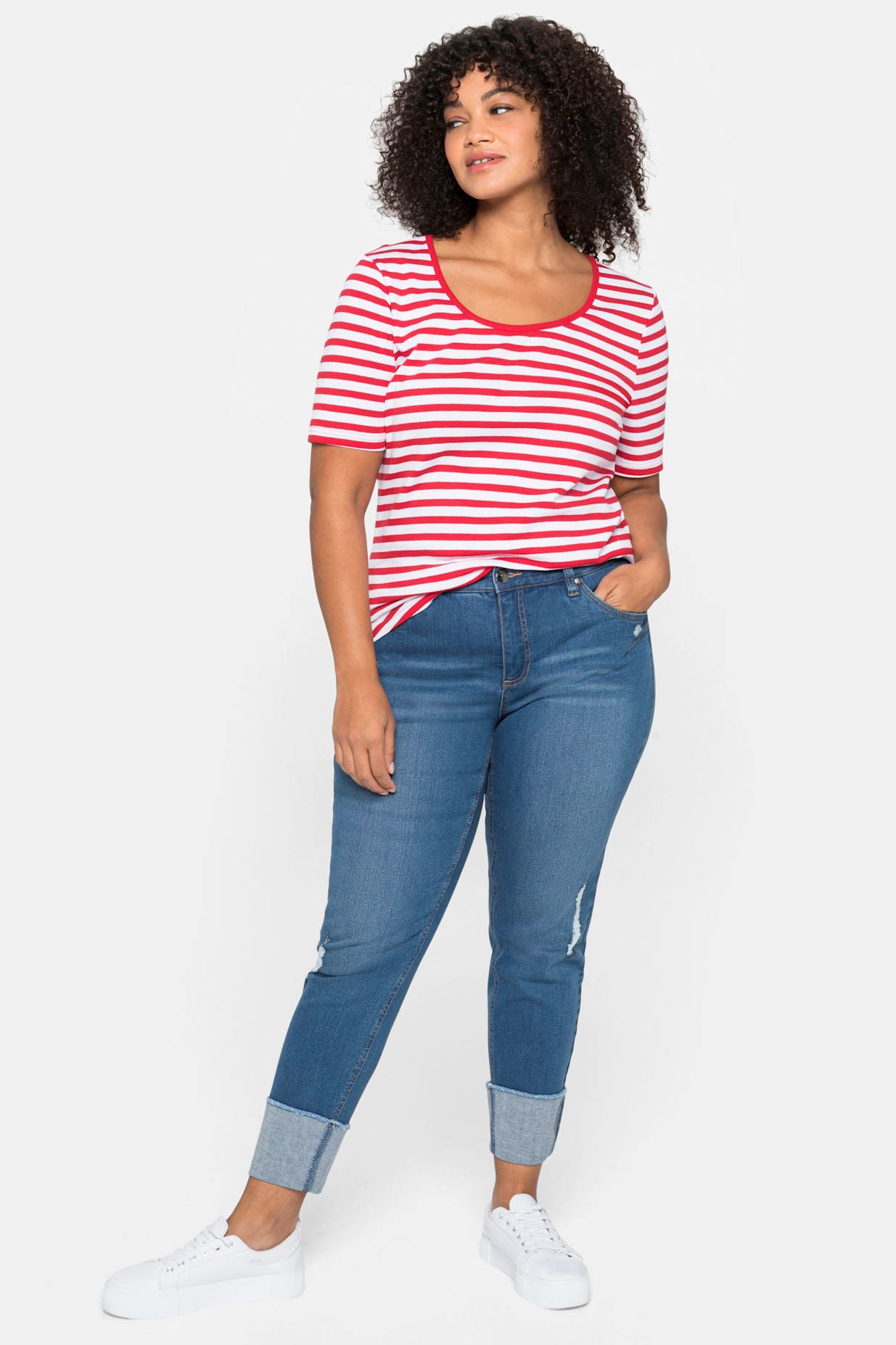 Sheego Damen Kurzarmshirt »T-Shirt« 1 Stk. tlg. in rot, Größe 48