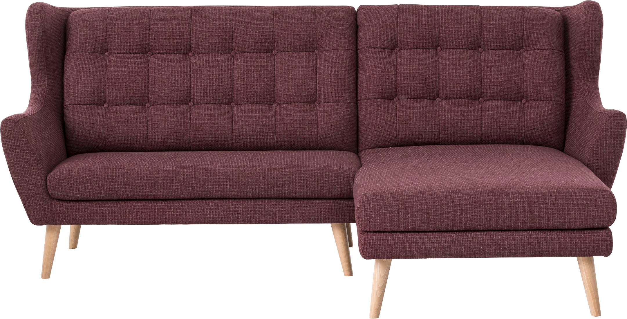 Leonique Ecksofa »Louanne, L-Form«, mit Holzfüßen