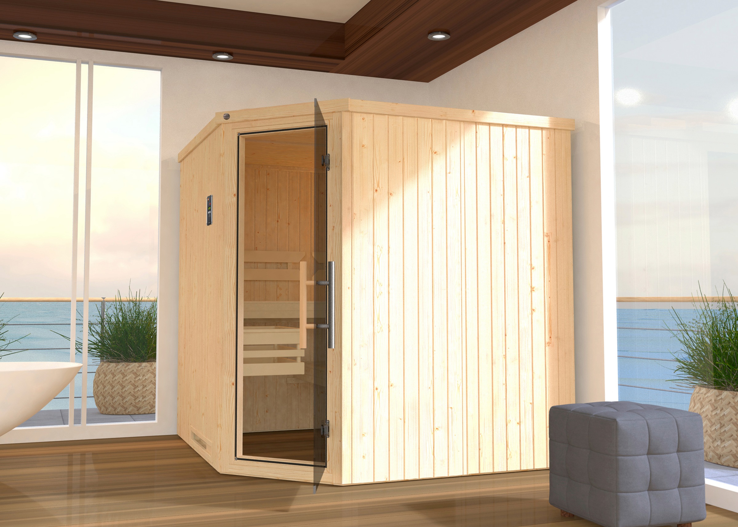 weka Sauna »Varberg 3«, 7,5 kW Ofen mit ext. Steuerung