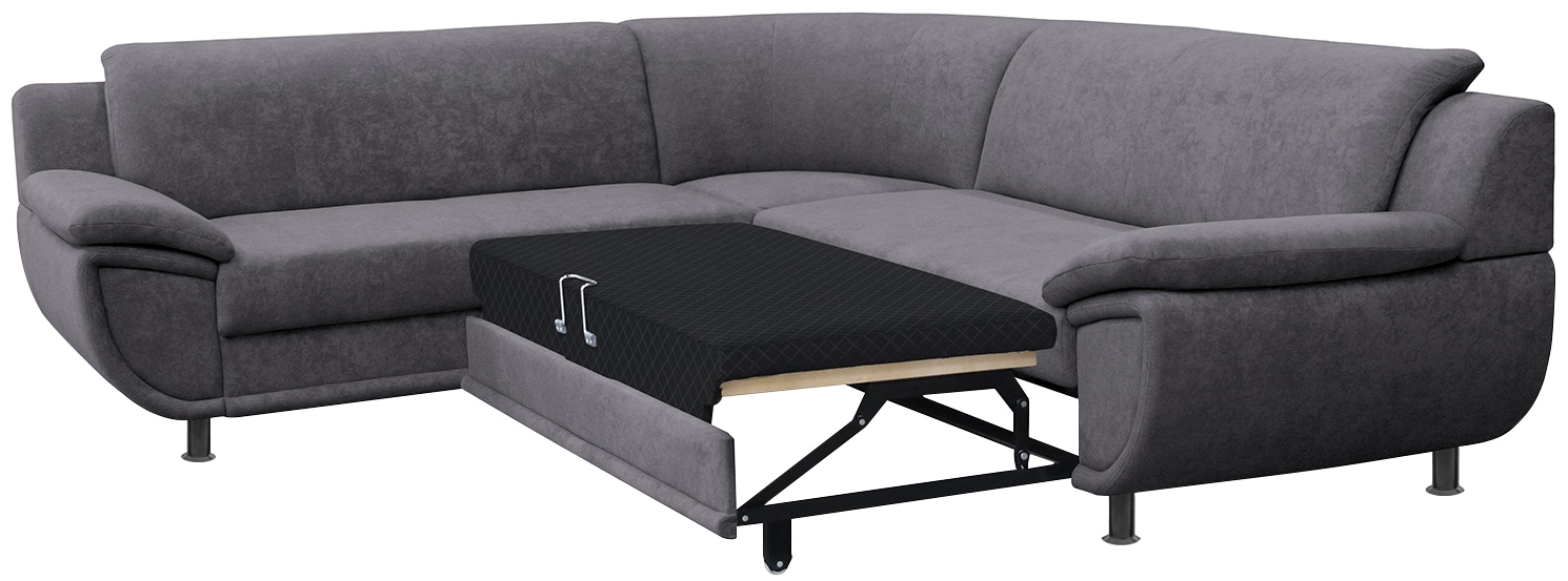 TRENDMANUFAKTUR Ecksofa »Rondo wahlweise mit Schlaffunktion, 267x247 cm (BxT), breite Armlehnen« L-Form, wahlweise mit Federkern bestellbar, Füße schwarz