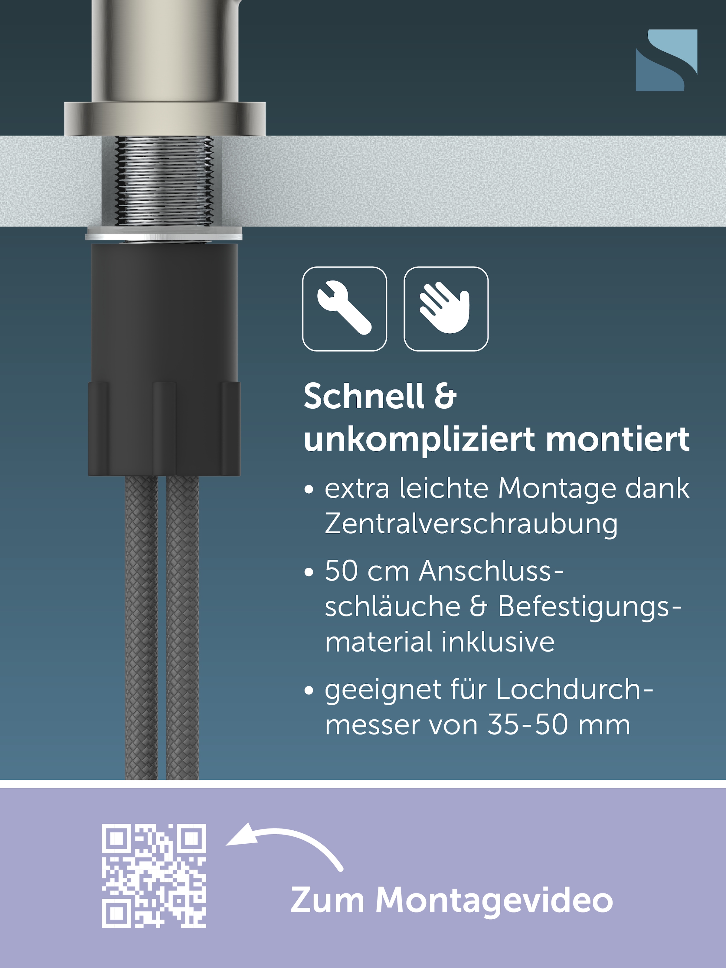 Schütte Spültischarmatur »CORNWALL« Küchenarmatur, rund, Cold-Start, 360° schwenkbar, Marken-Mischdüse