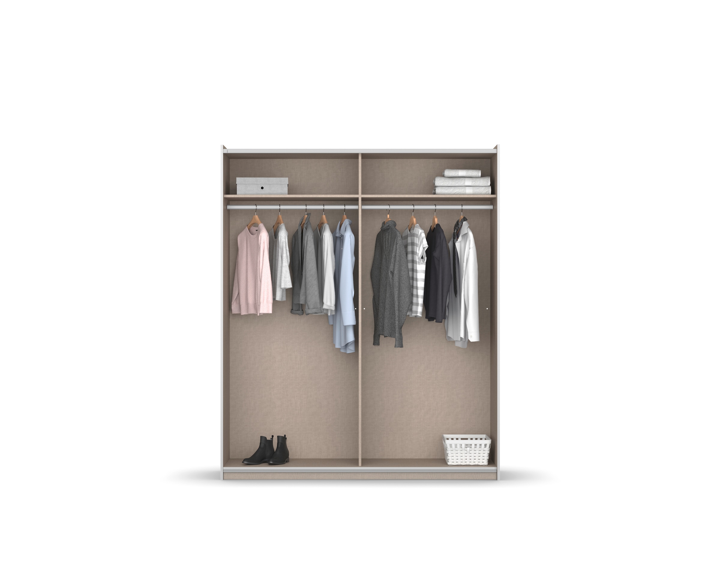 rauch Schwebetürenschrank »Kleiderschrank Schrank Garderobe Schlafzimmerschrank OXFORD«, (in 3 verschiedenen Ausstattungen BASIC/CLASSIC/PREMIUM), mit Griffleisten aus Metall, auch für kleinere Räume MADE IN GERMANY